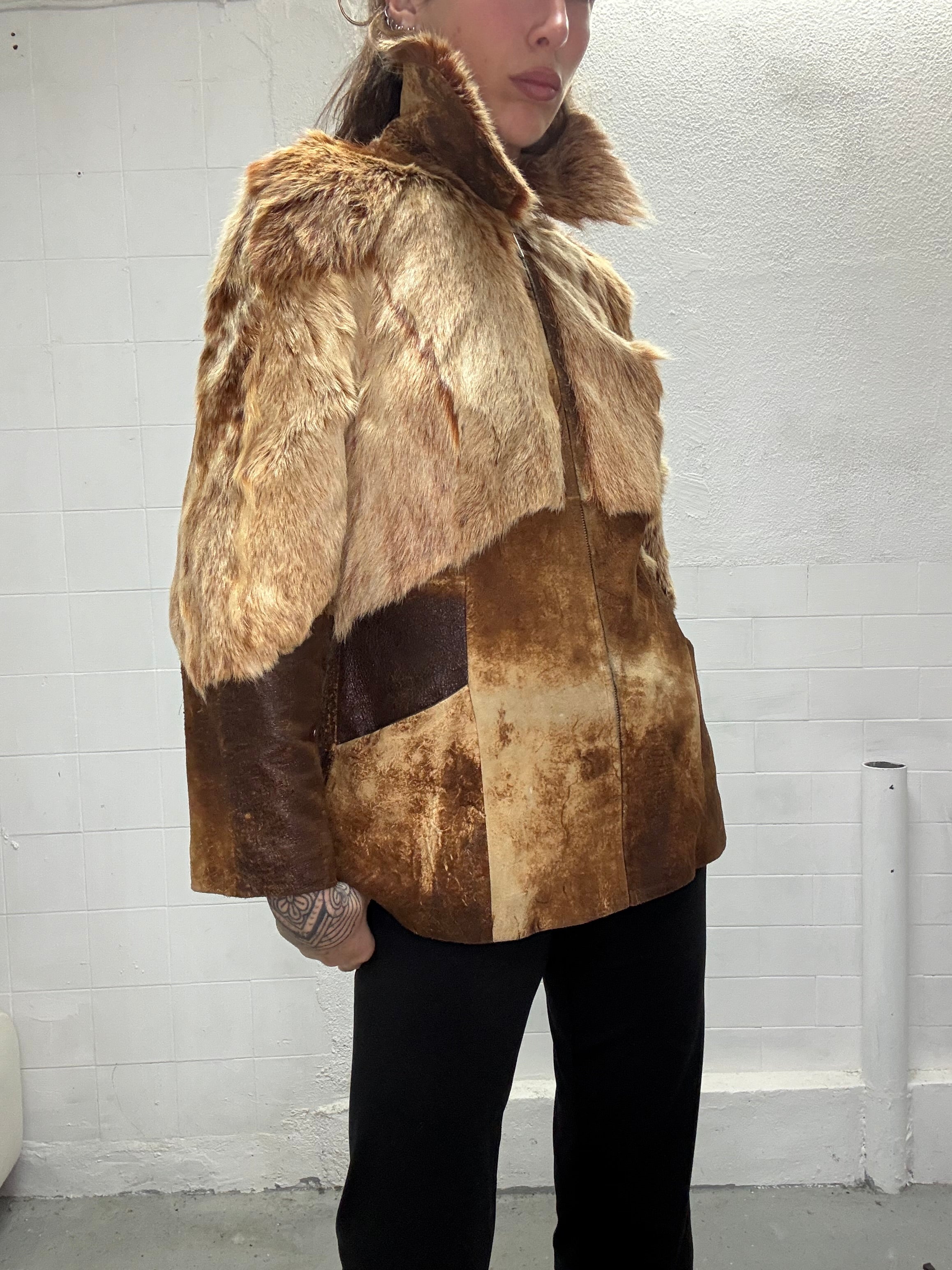073 REAL FUR CAMEL JACKET