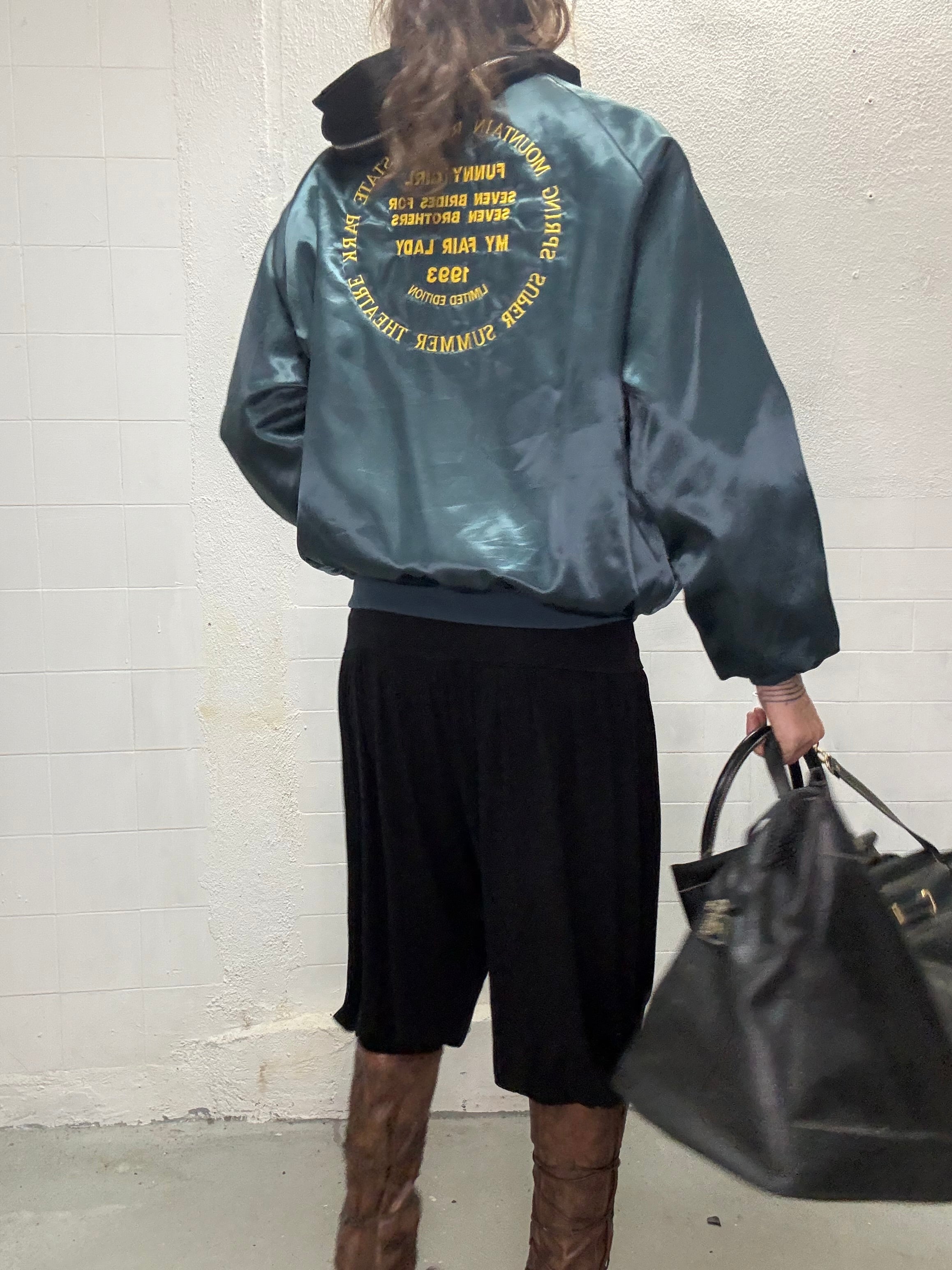 079 VINTAGE SATIN PETROL BLUE BOMBER