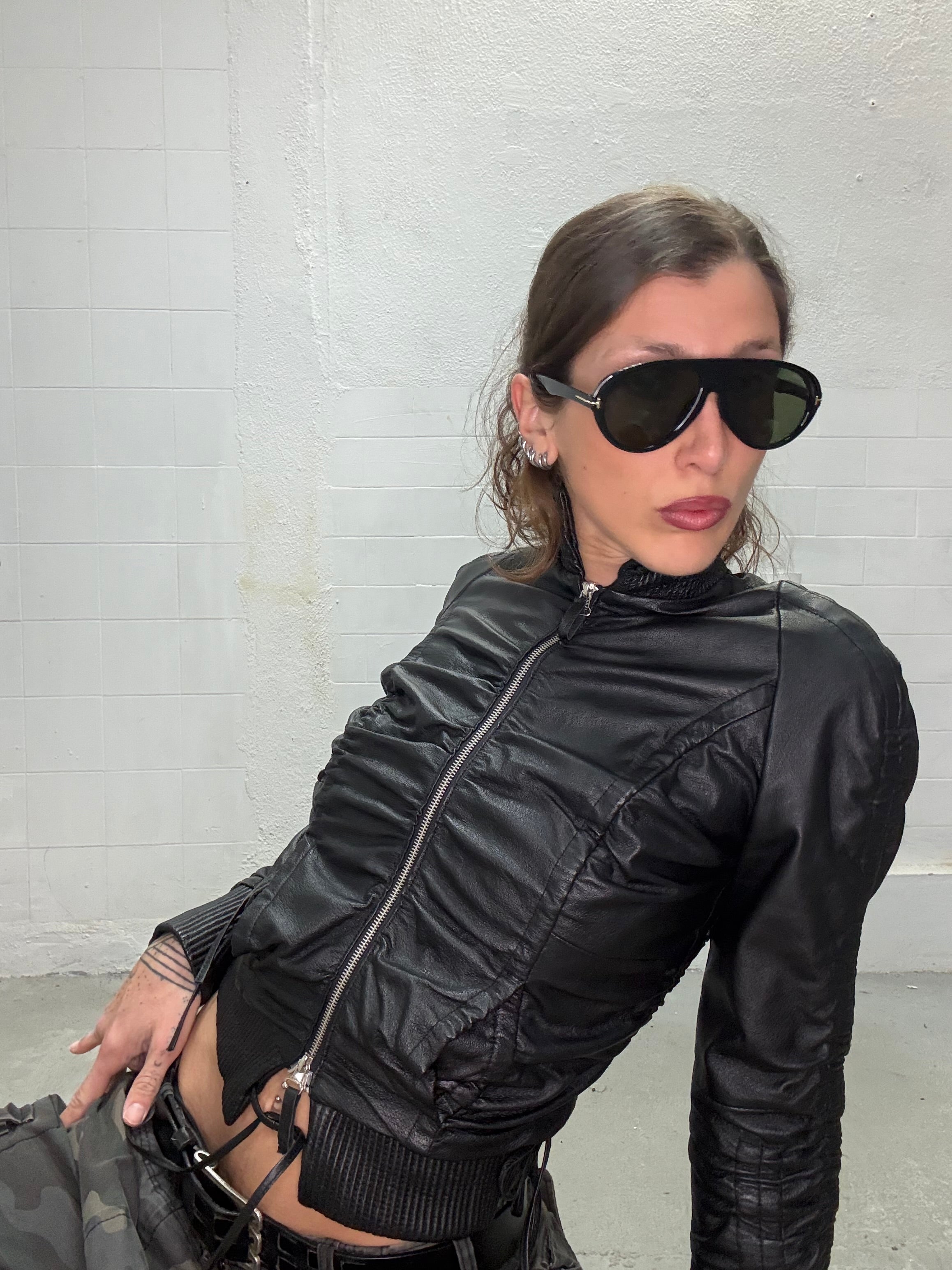076 LACED BLACK LEATHER JACKET