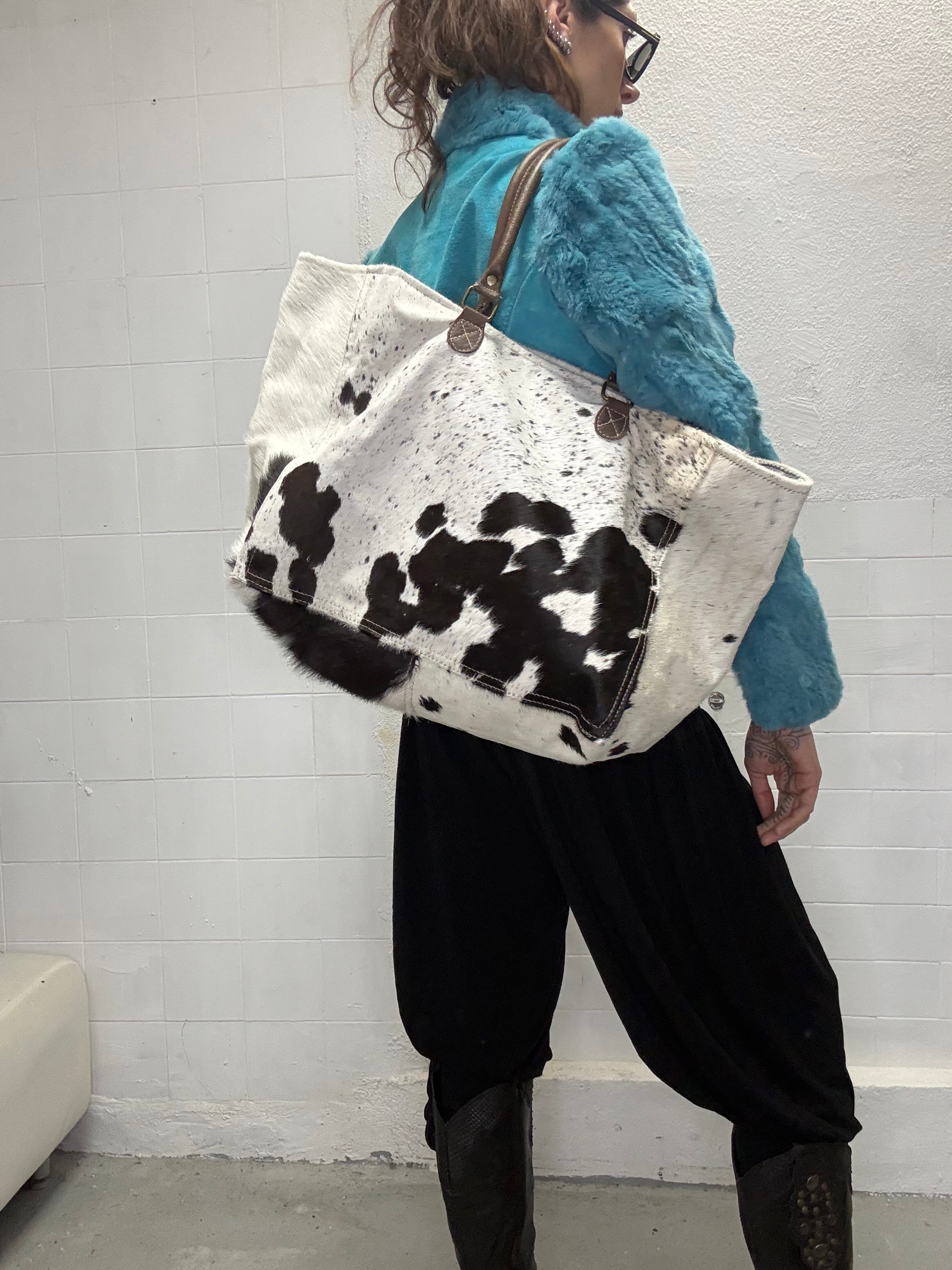 082 COW PRINTED LEATHER BAG