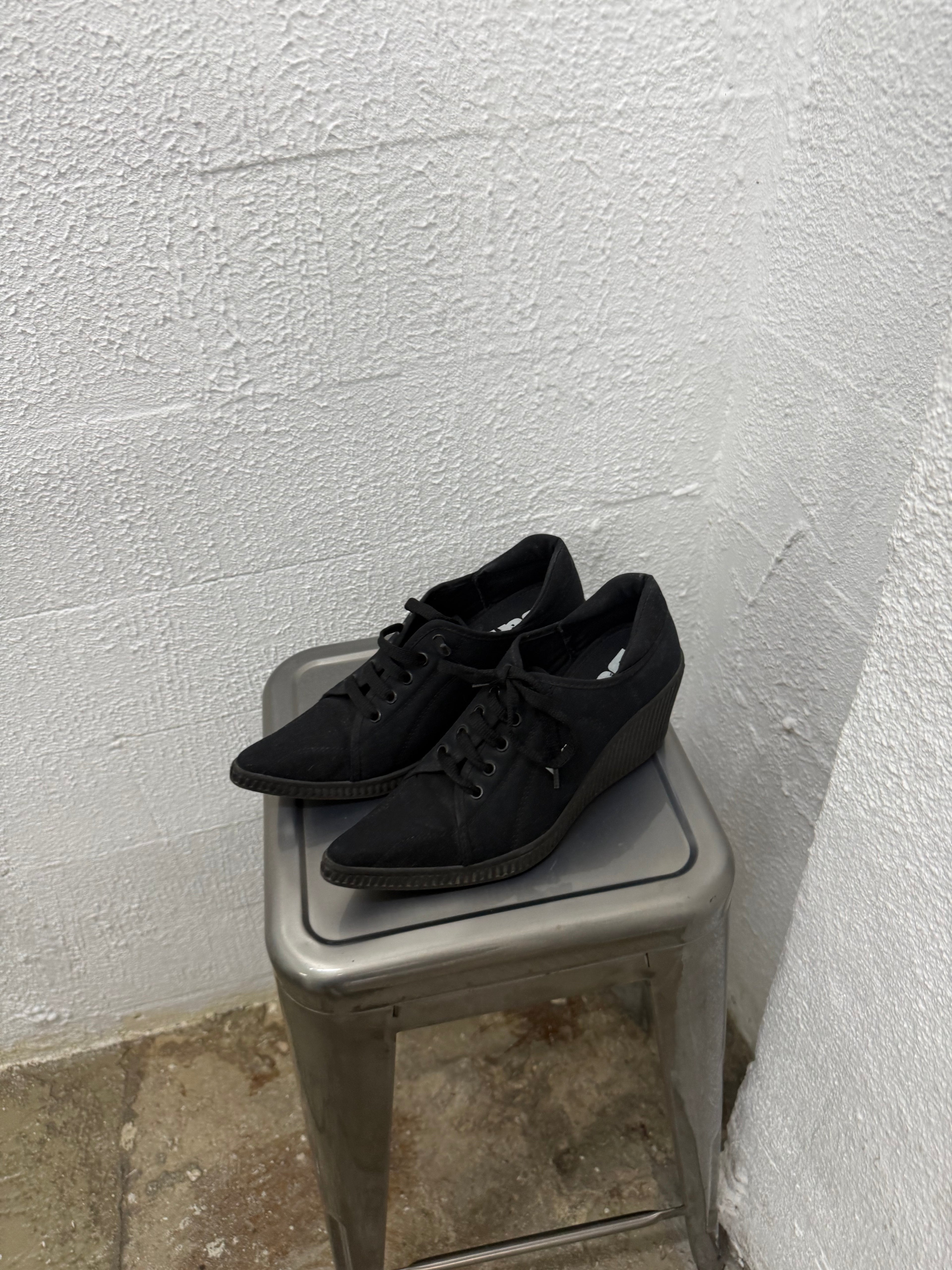 0107 ICONIC B&W WEDGE SNEAKERS