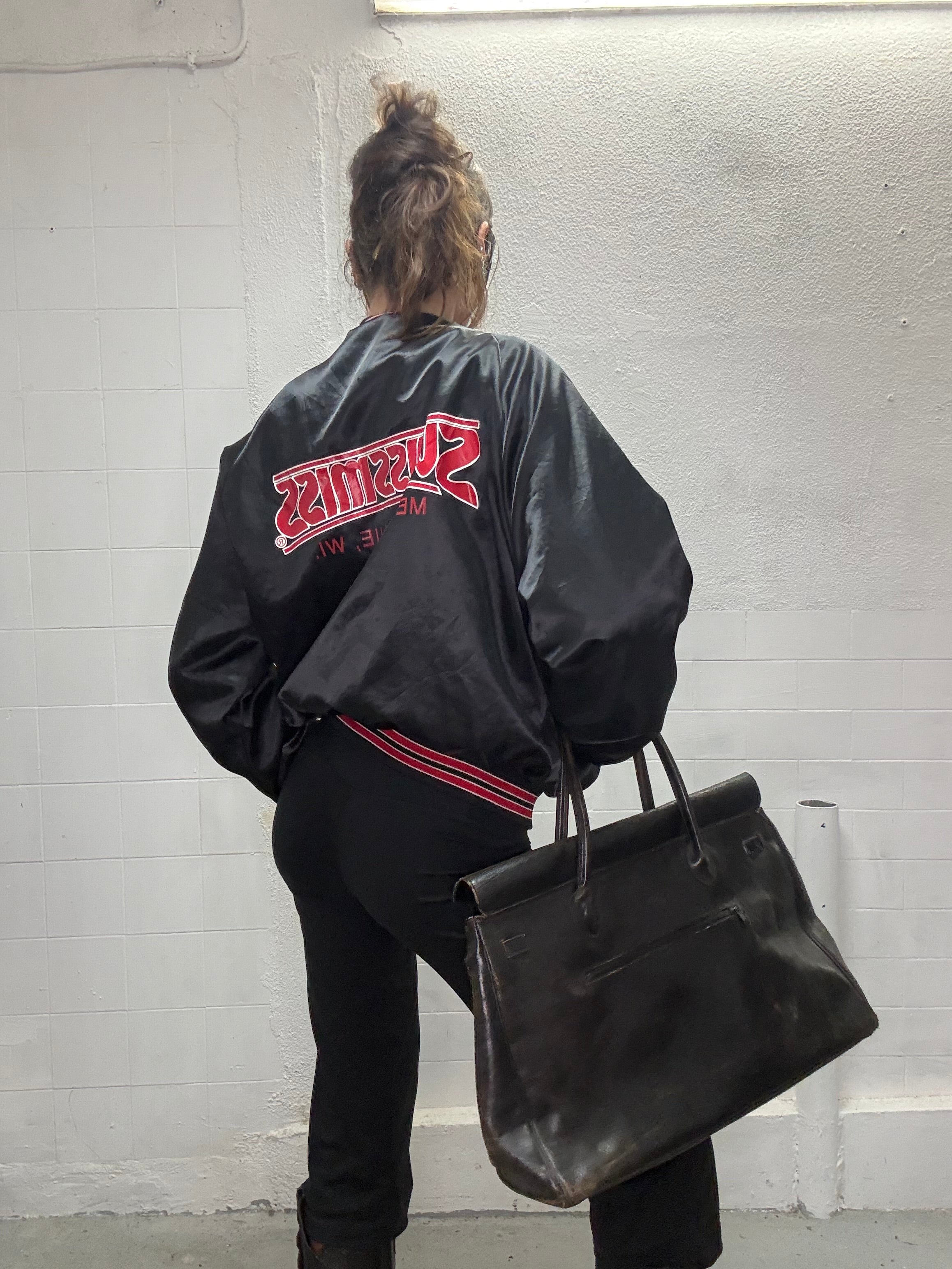 069 VINTAGE SATIN BOMBER JACKET