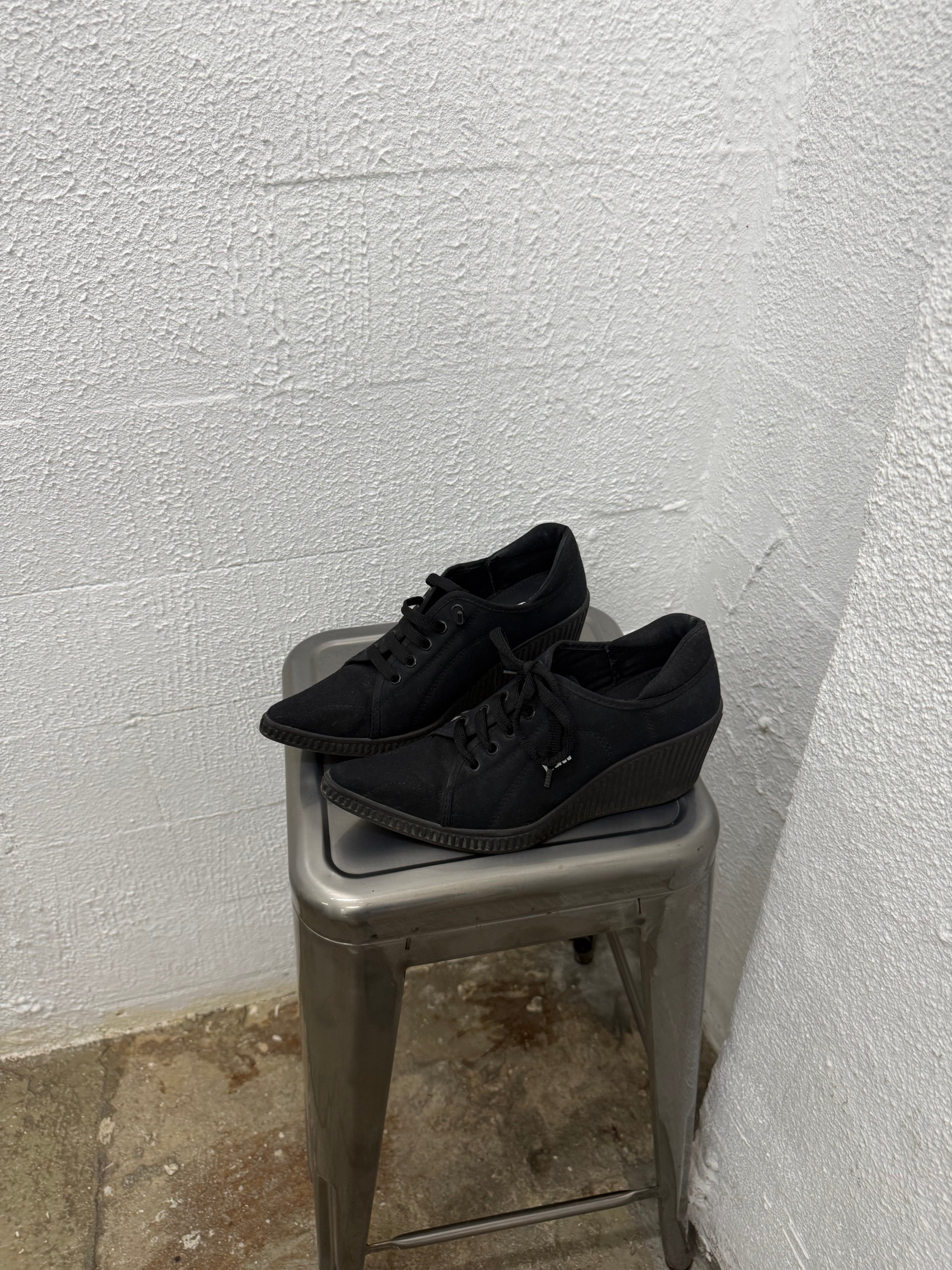 0107 ICONIC B&W WEDGE SNEAKERS