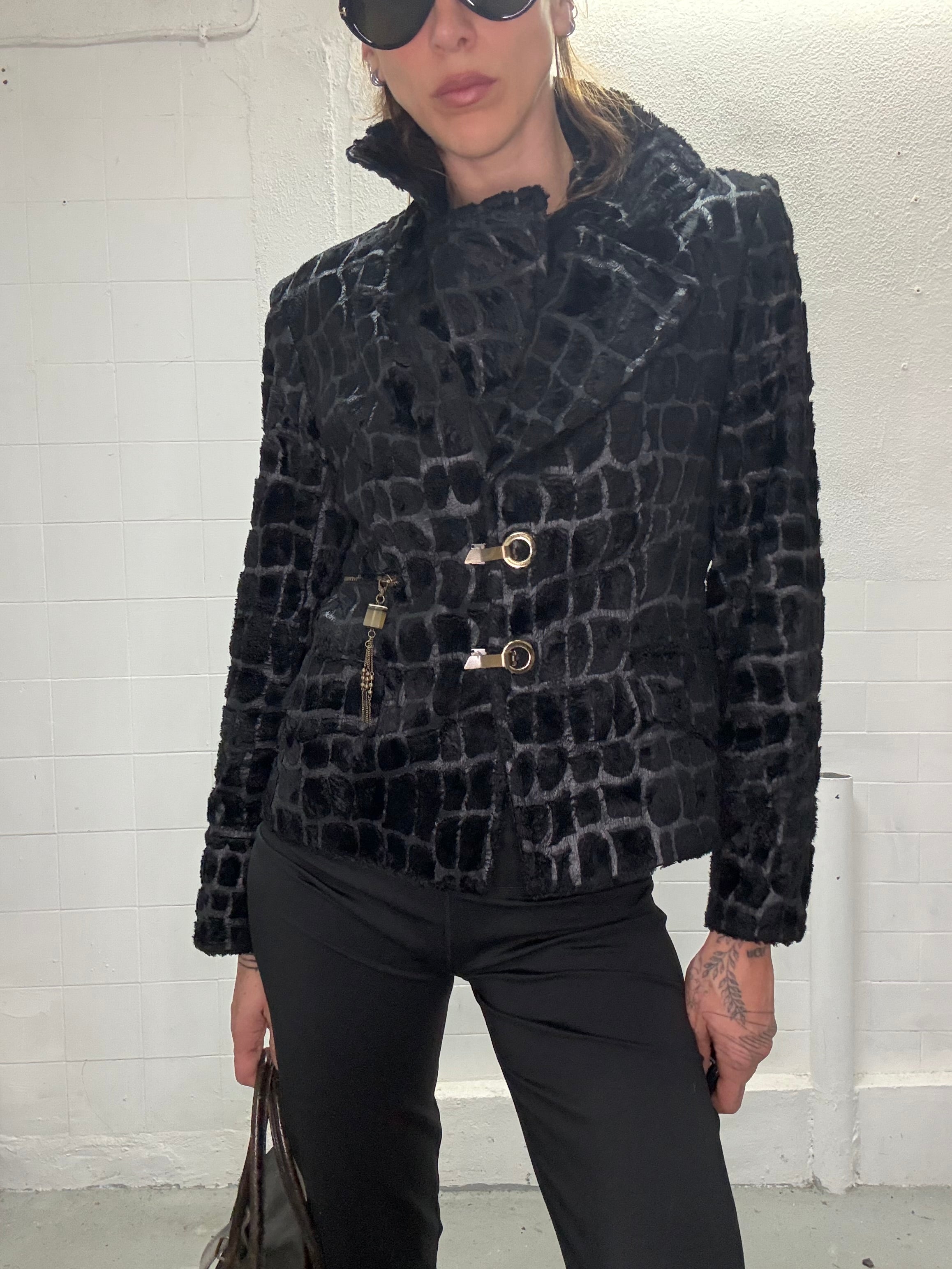 070 CROC BLACK METAL BLAZER