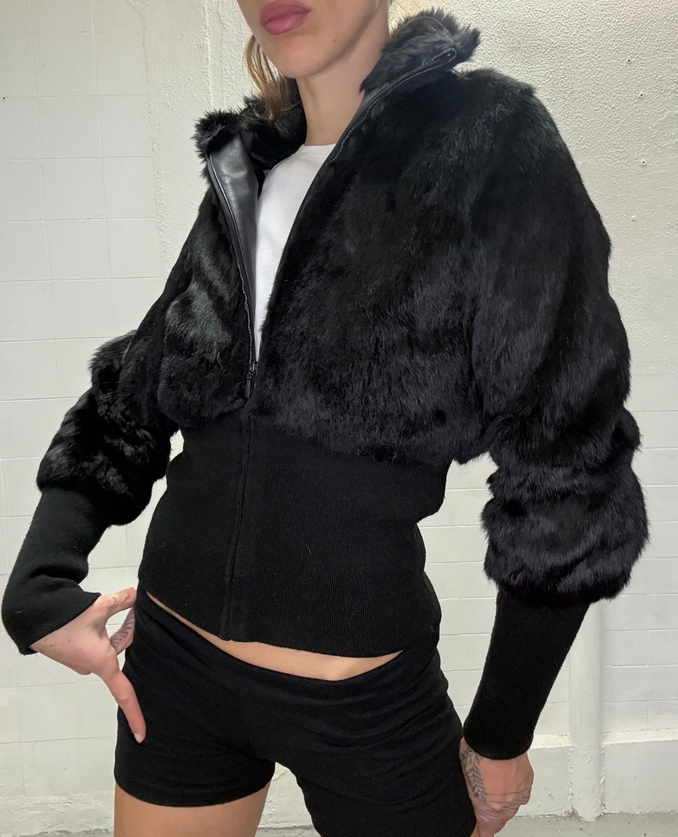 094 REAL FUR BLACK JACKET
