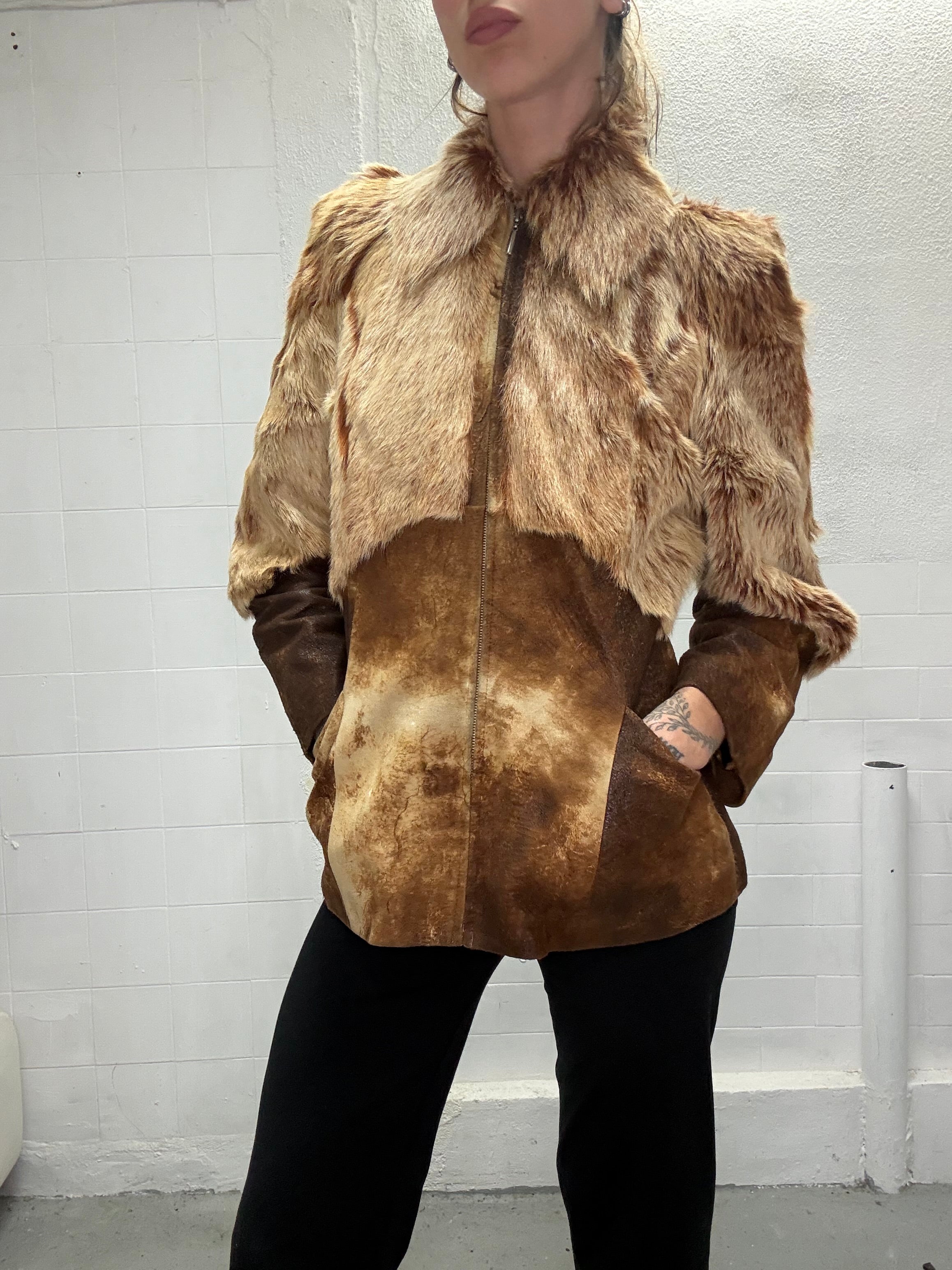 073 REAL FUR CAMEL JACKET