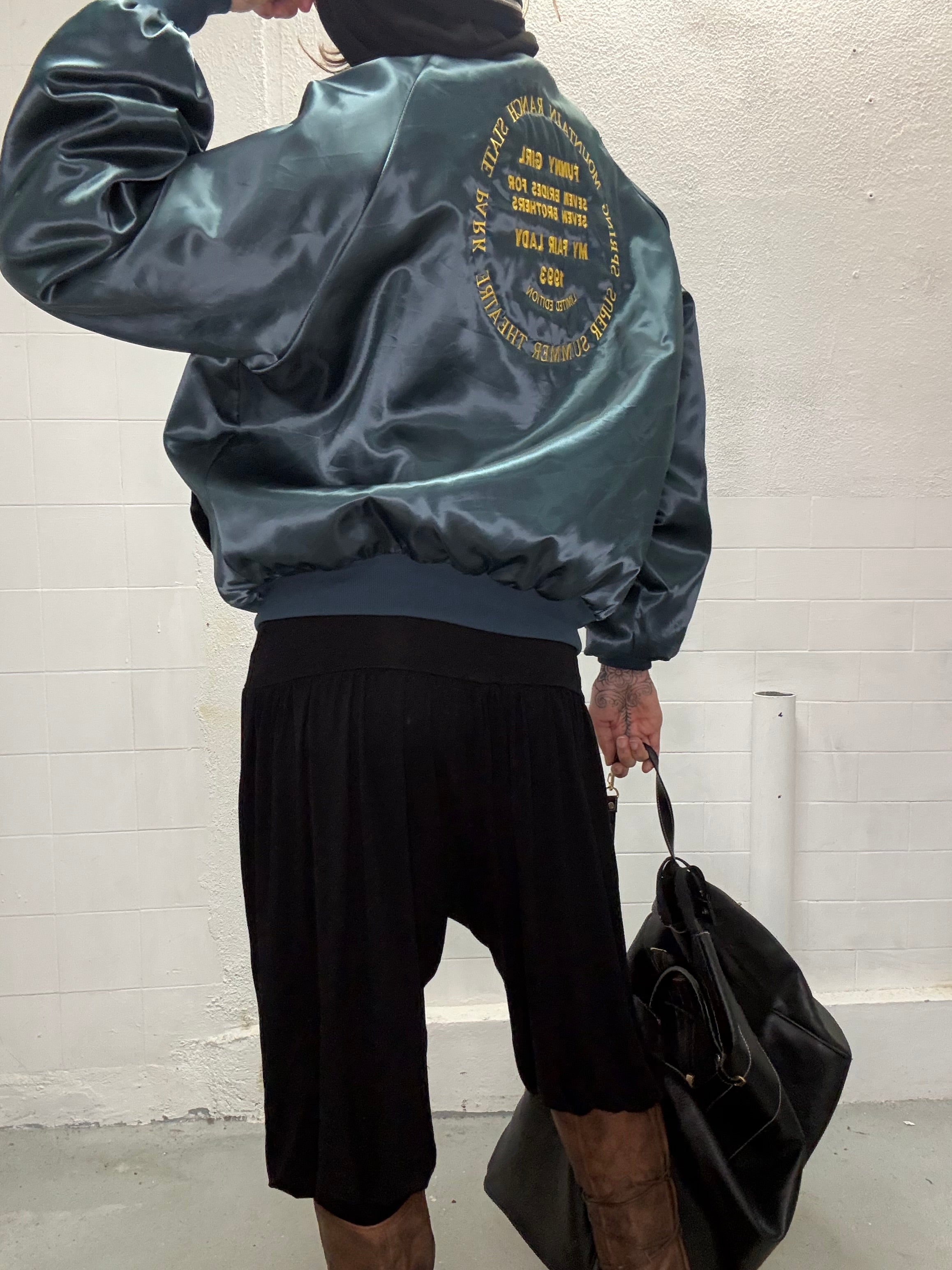 079 VINTAGE SATIN PETROL BLUE BOMBER