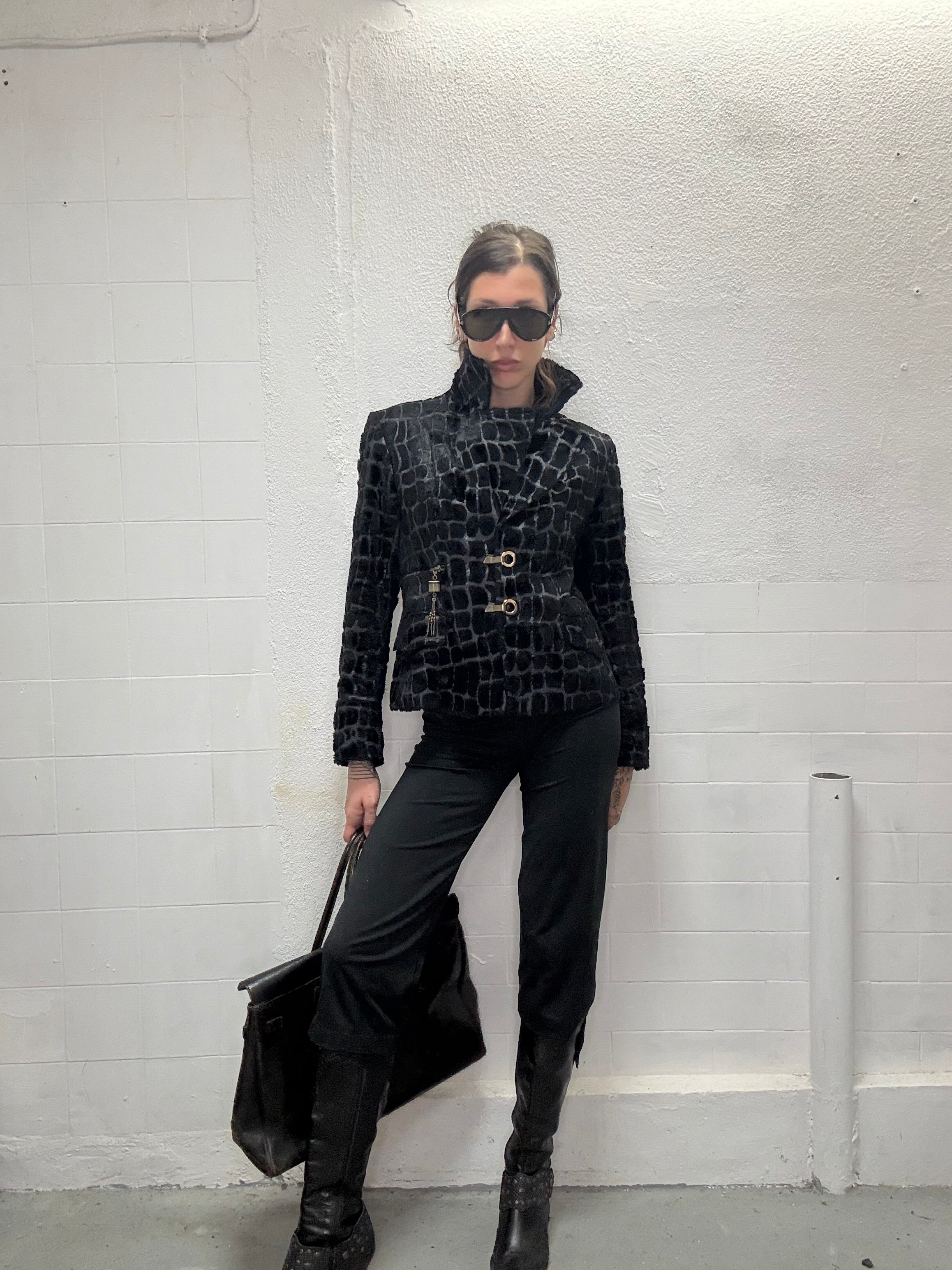 070 CROC BLACK METAL BLAZER