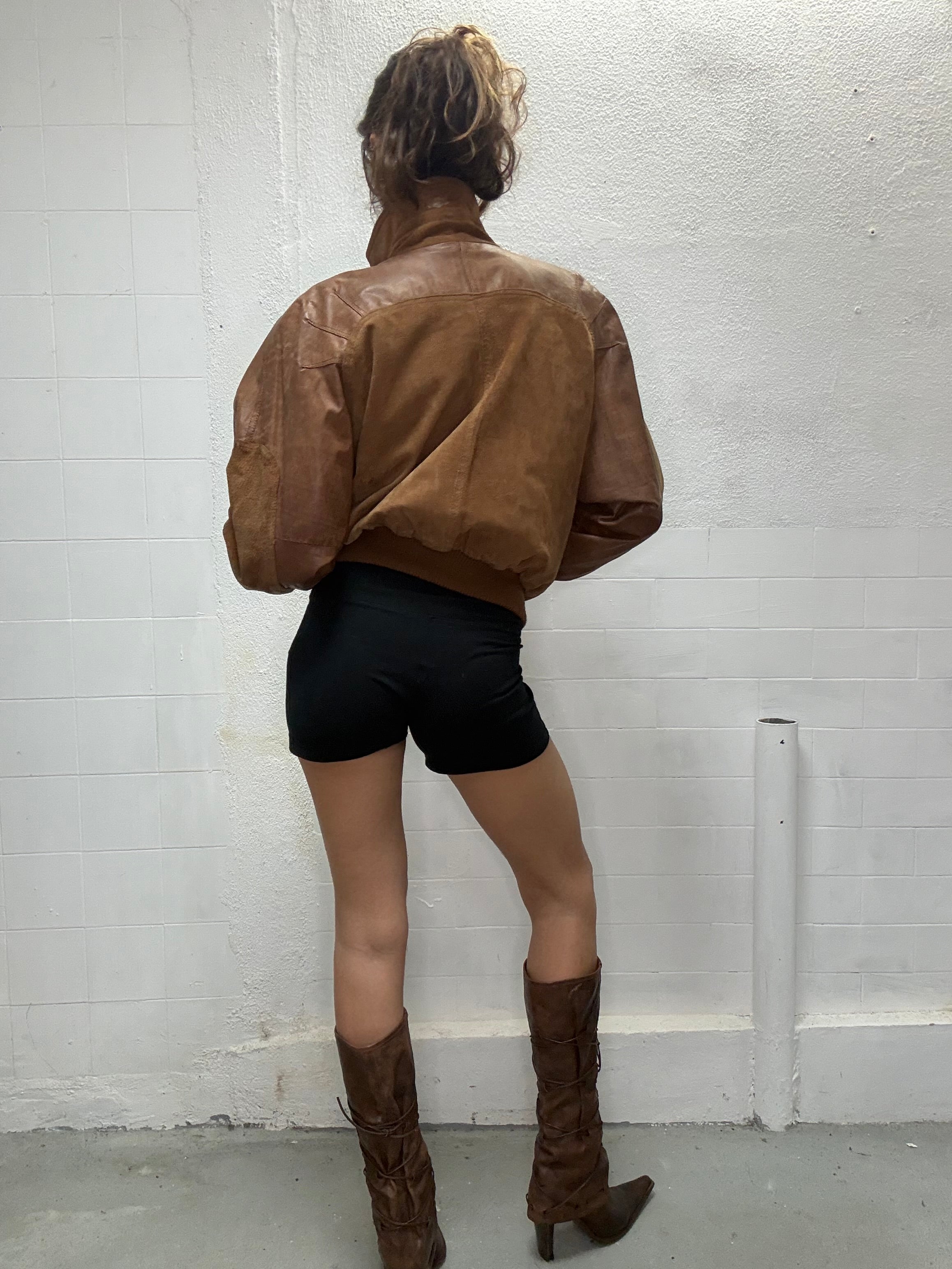 0102 HIGH NECK REAL LEATHER JACKET