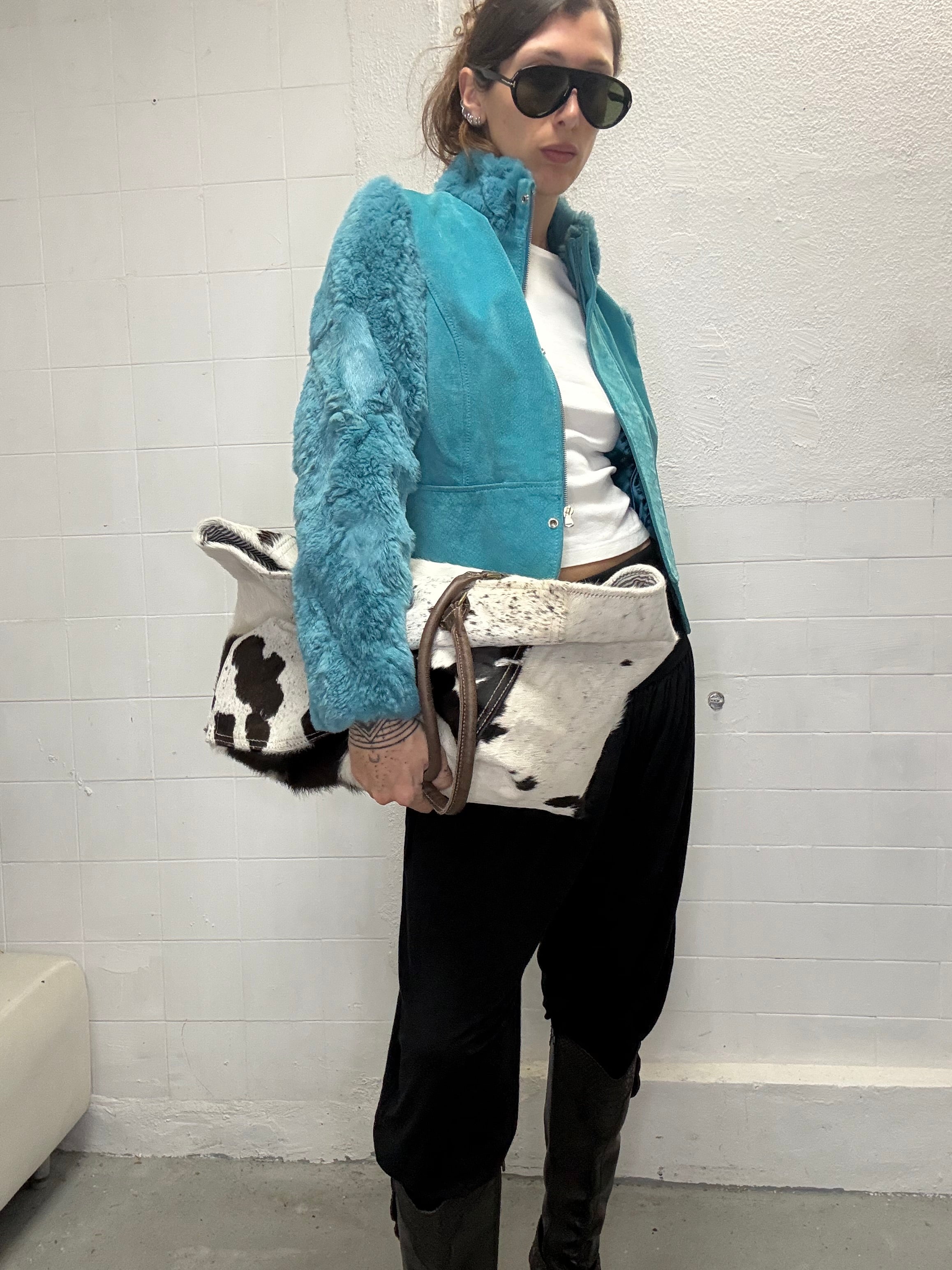 082 COW PRINTED LEATHER BAG