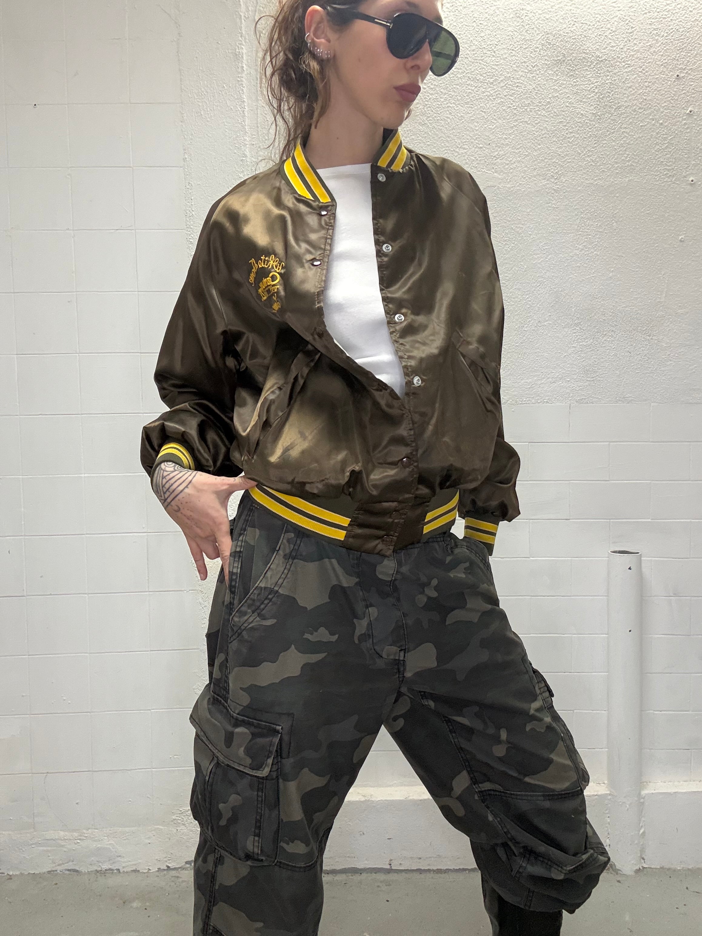 091 VINTAGE SATIN BROWN BOMBER