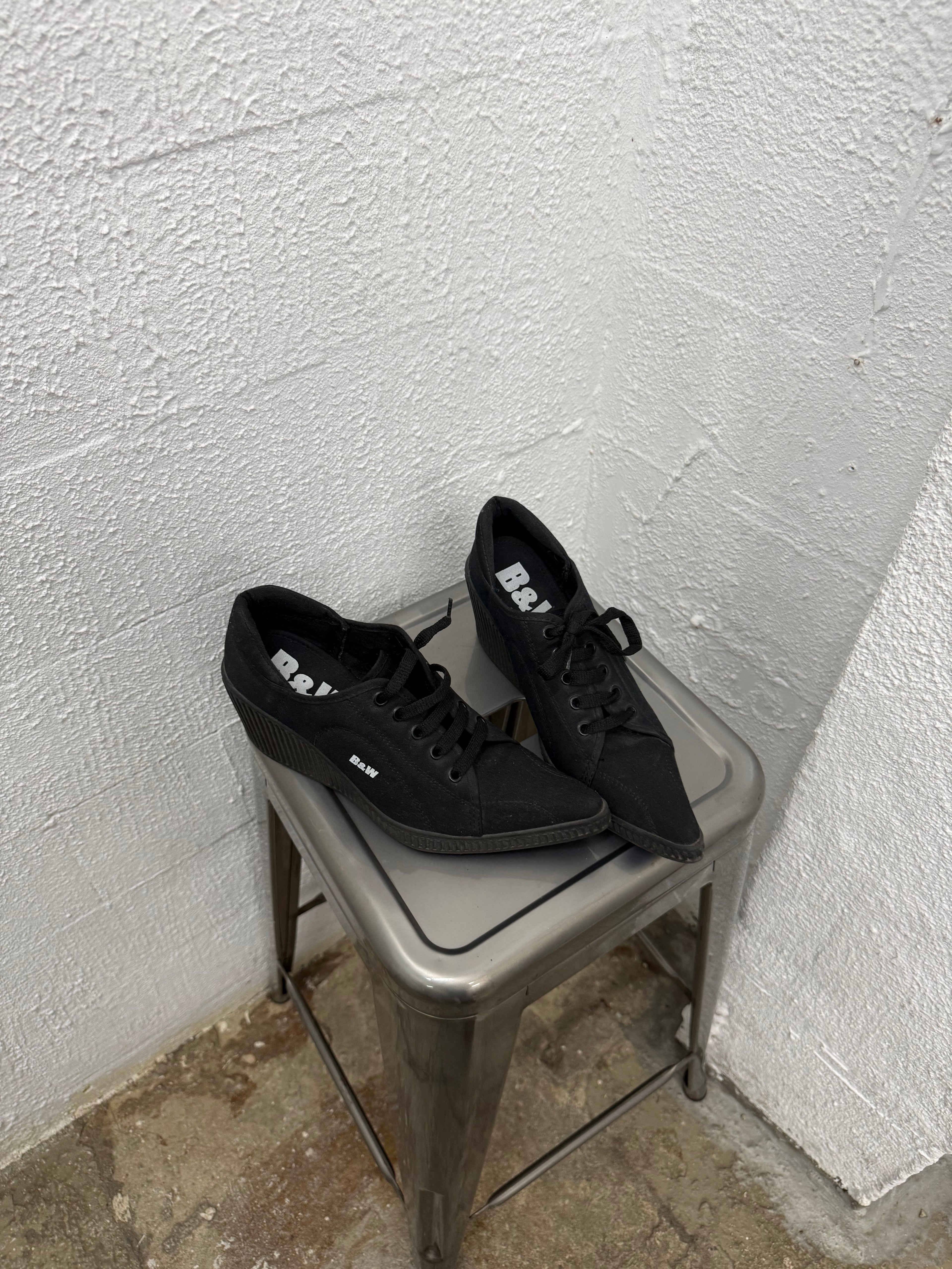 0107 ICONIC B&W WEDGE SNEAKERS