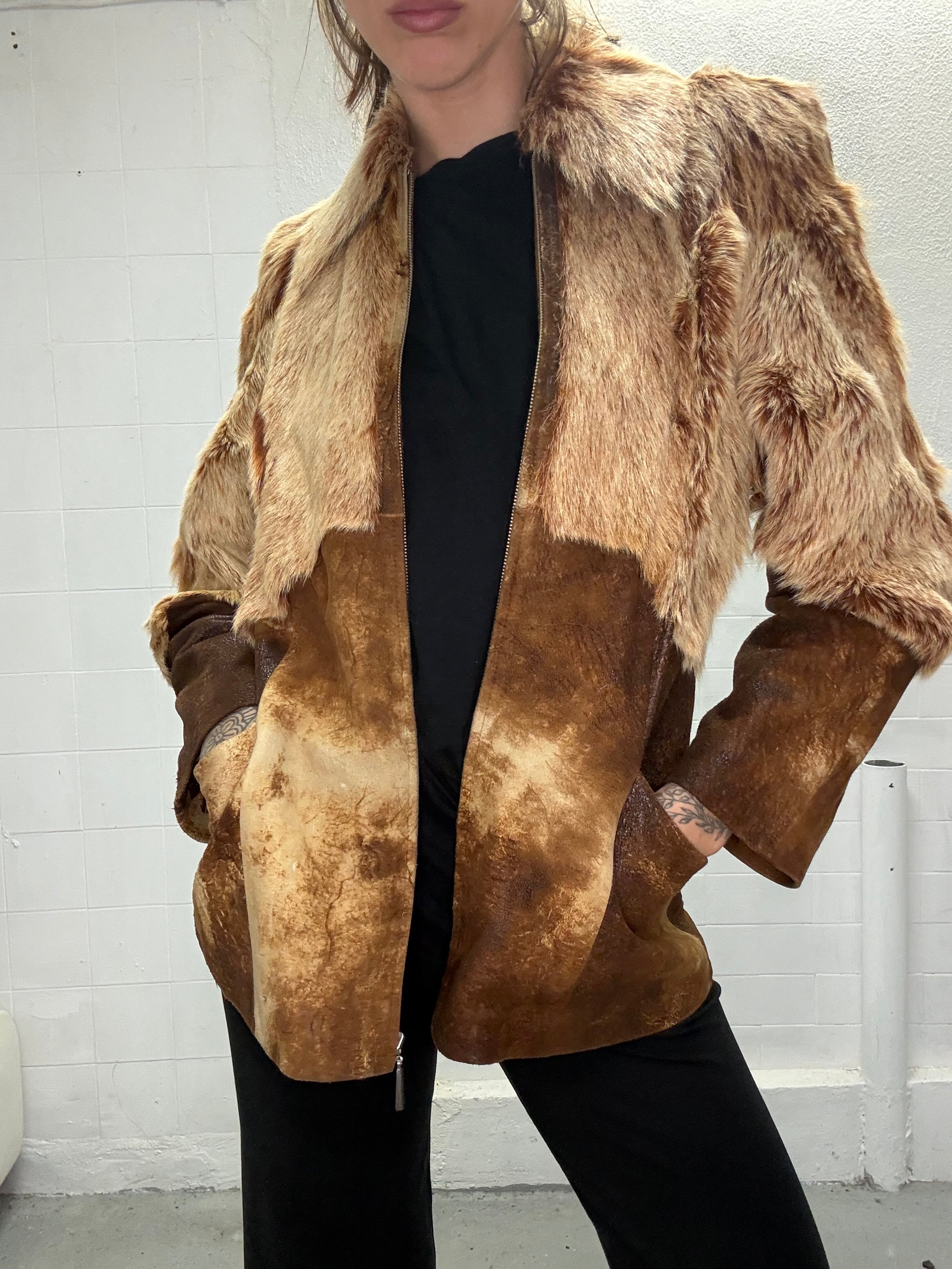 073 REAL FUR CAMEL JACKET