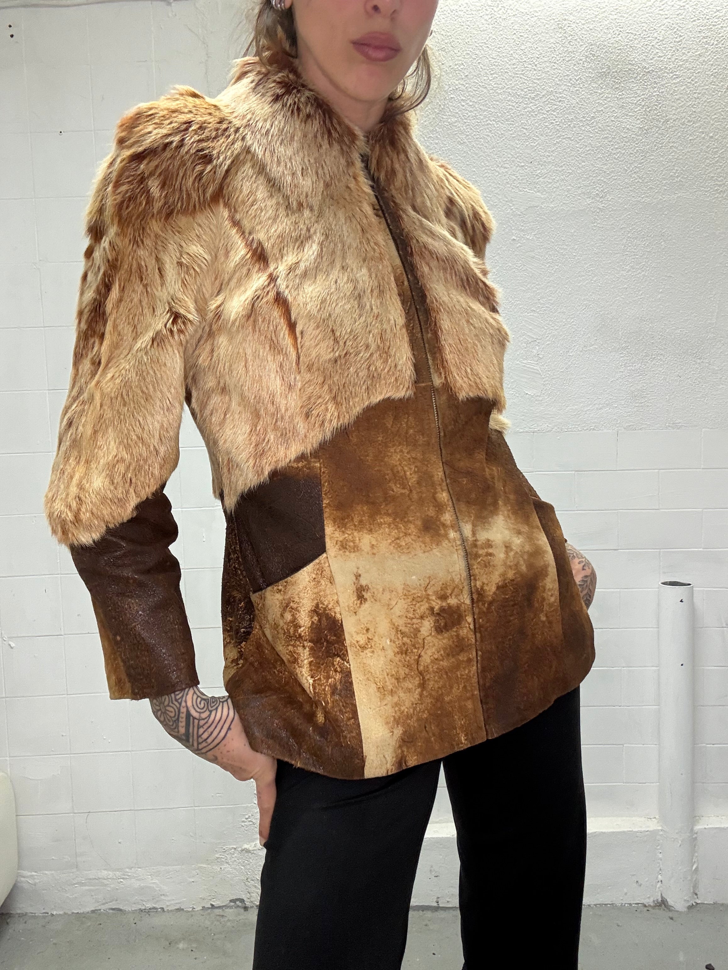 073 REAL FUR CAMEL JACKET
