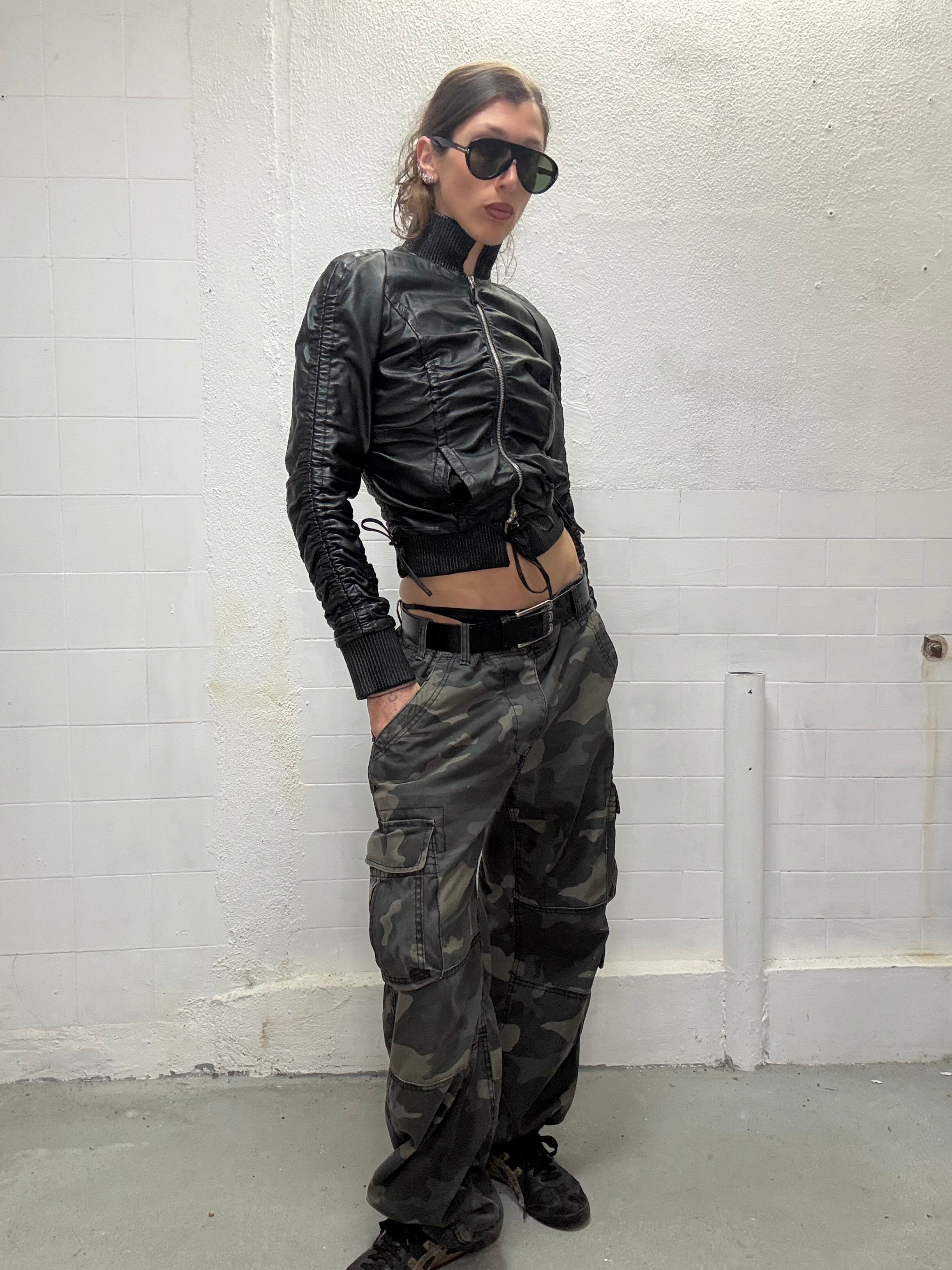 076 LACED BLACK LEATHER JACKET