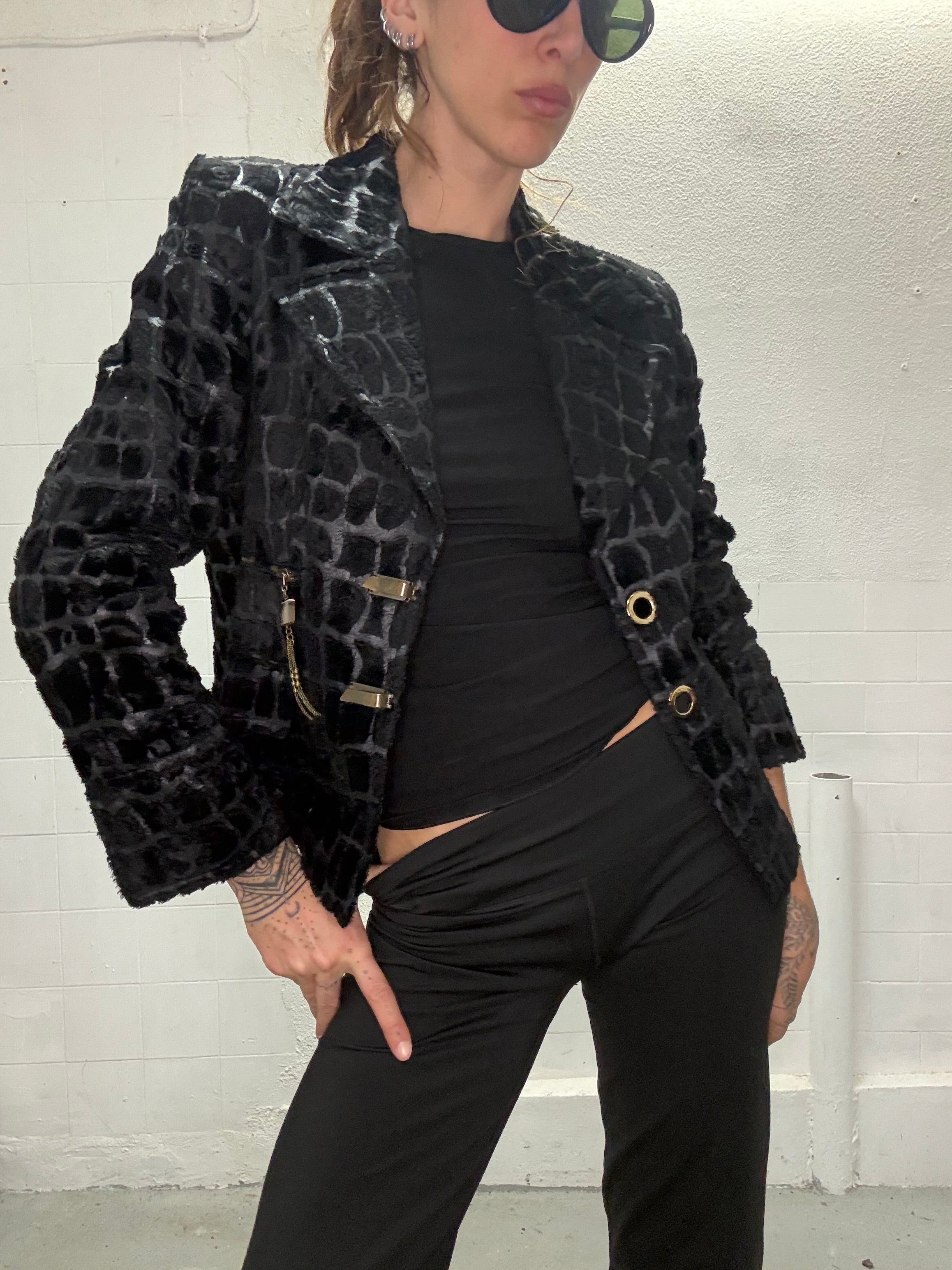 070 CROC BLACK METAL BLAZER