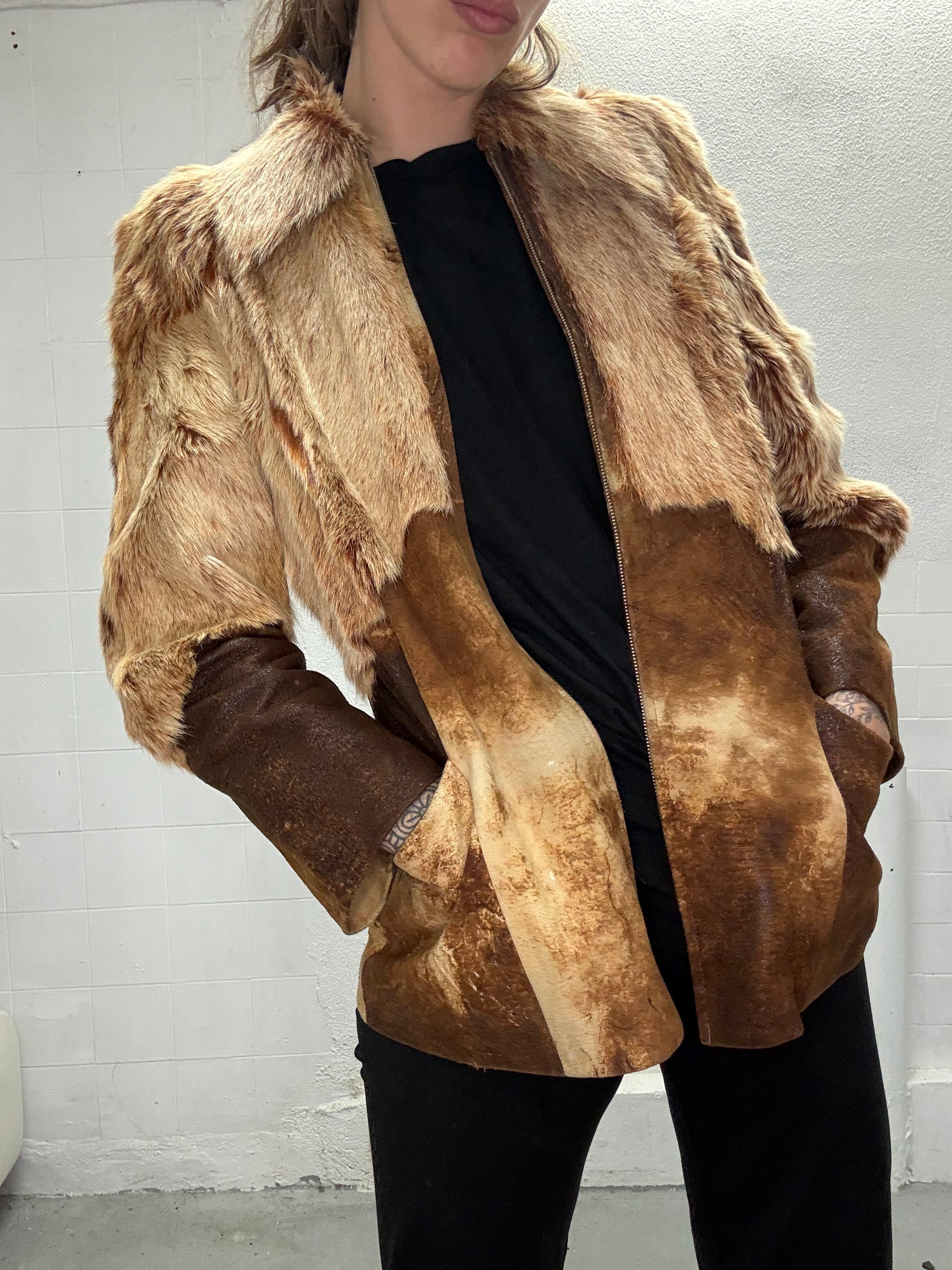 073 REAL FUR CAMEL JACKET