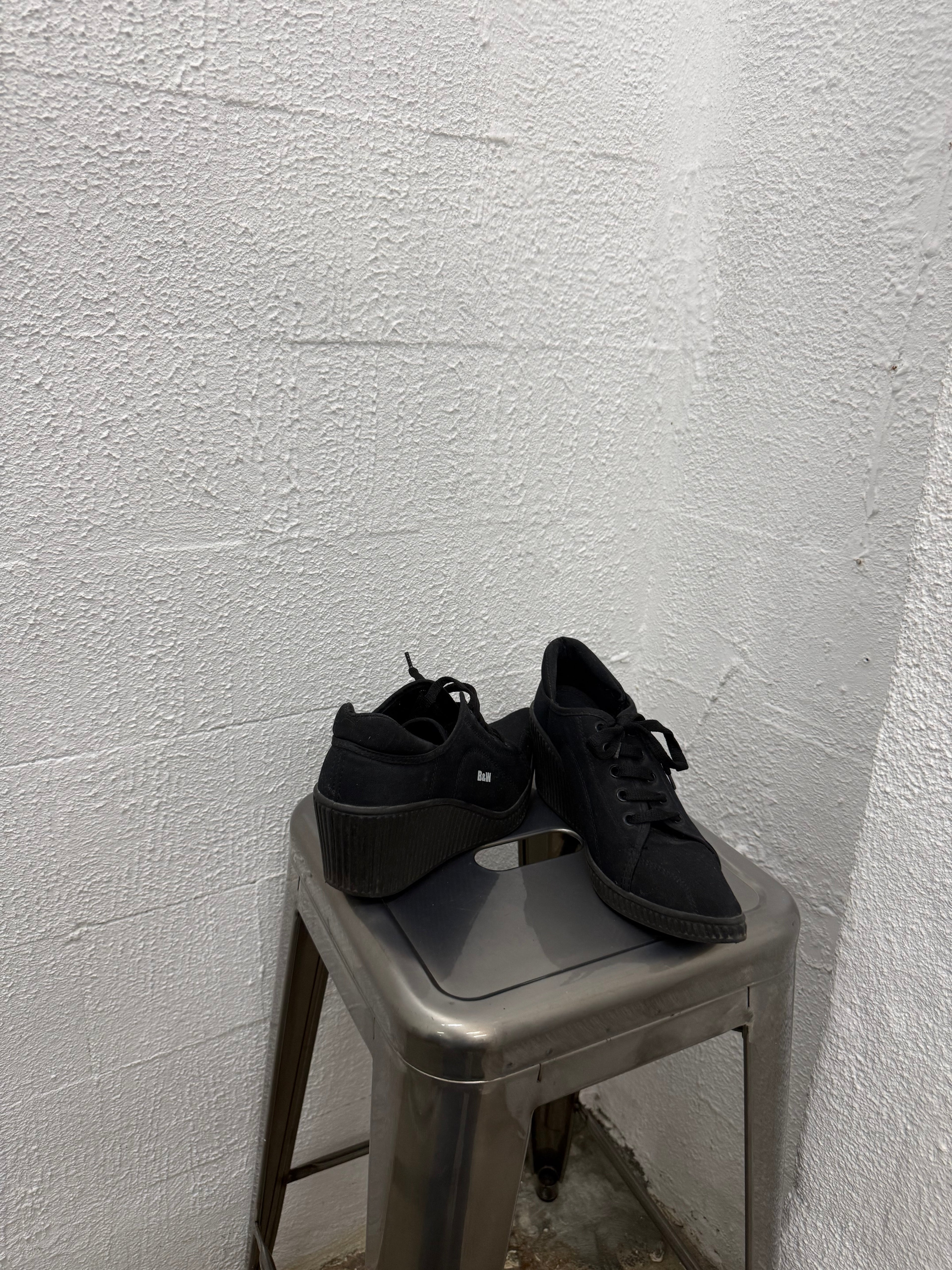 0107 ICONIC B&W WEDGE SNEAKERS