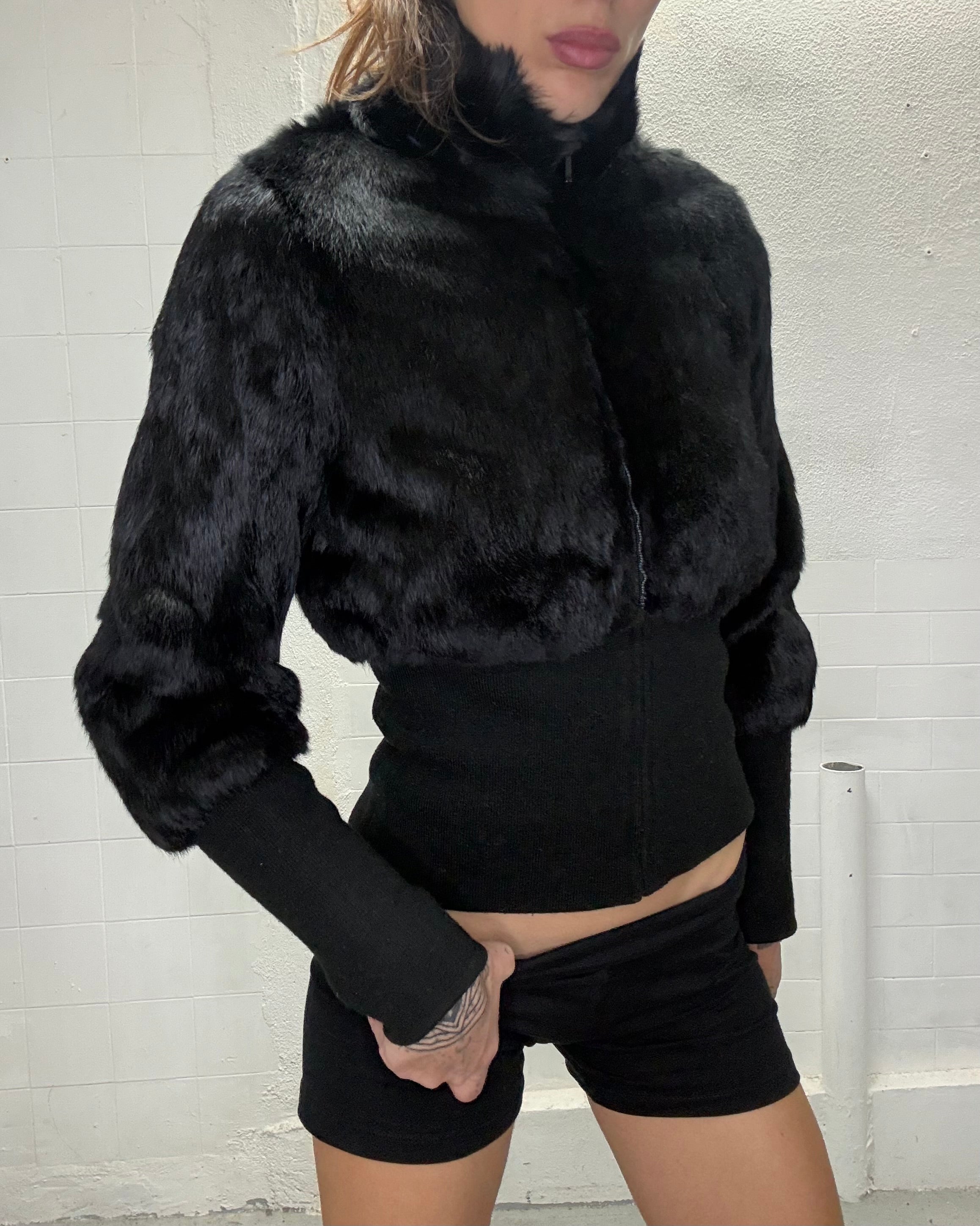 094 REAL FUR BLACK JACKET