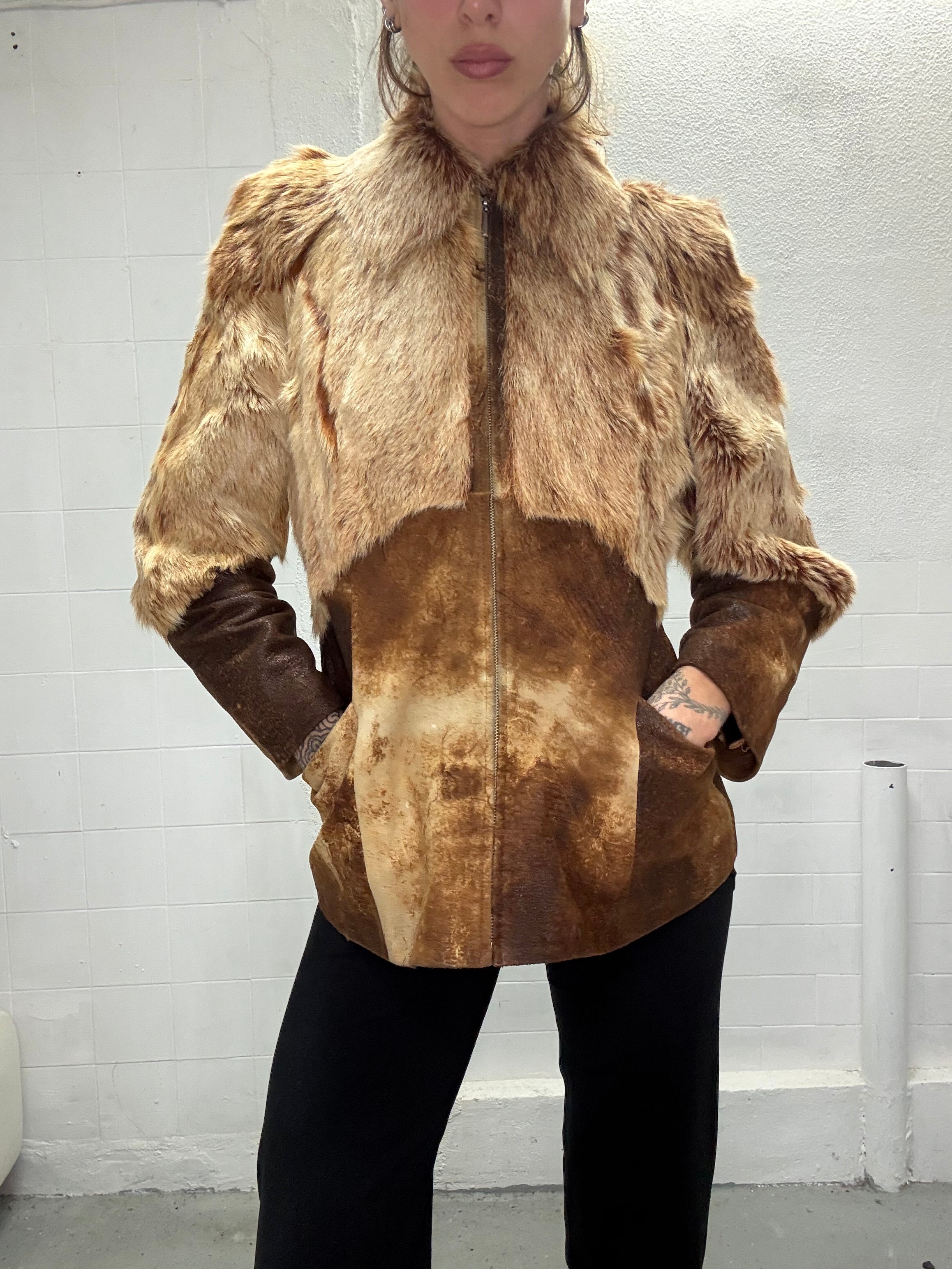 073 REAL FUR CAMEL JACKET