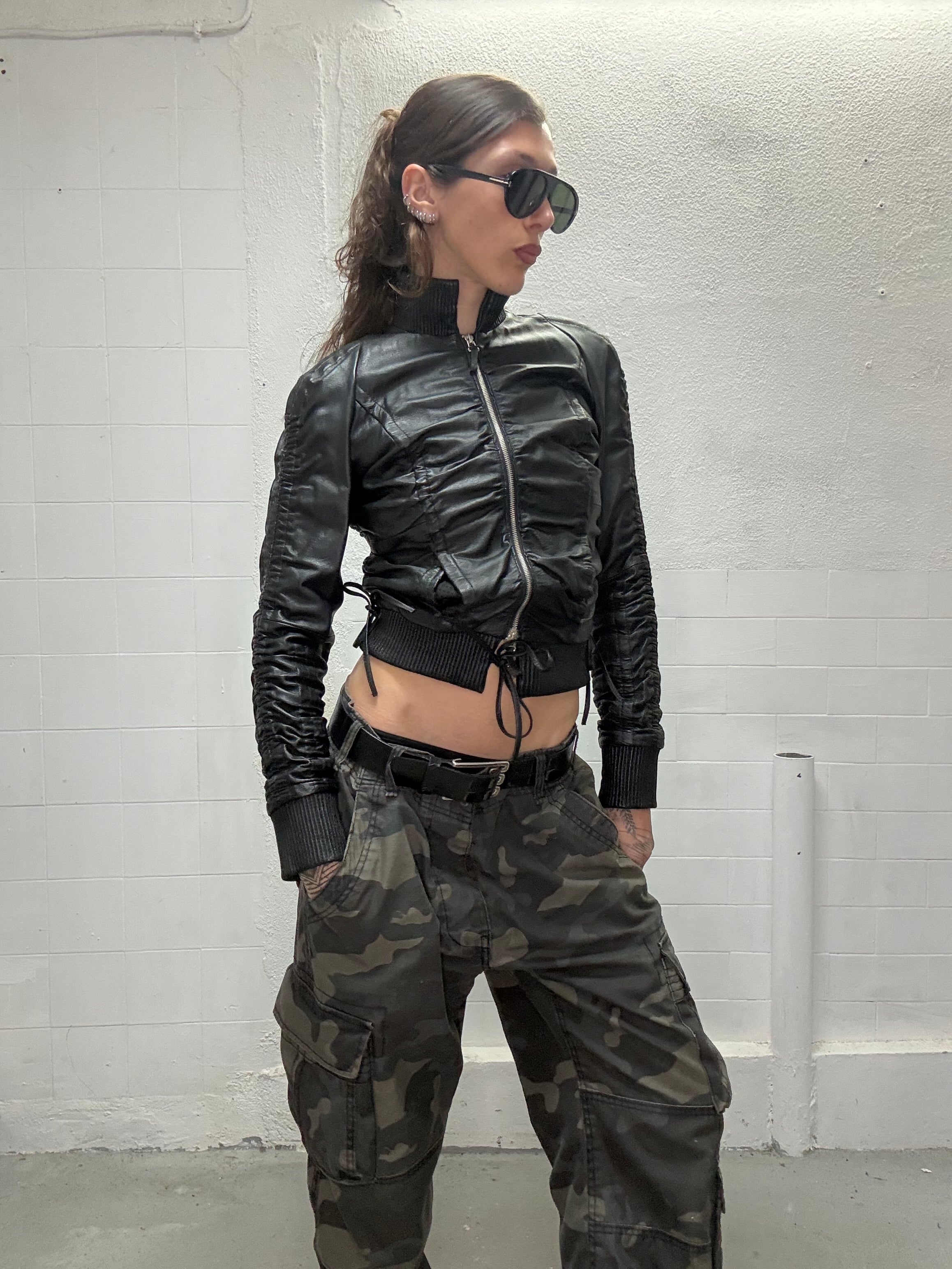 076 LACED BLACK LEATHER JACKET