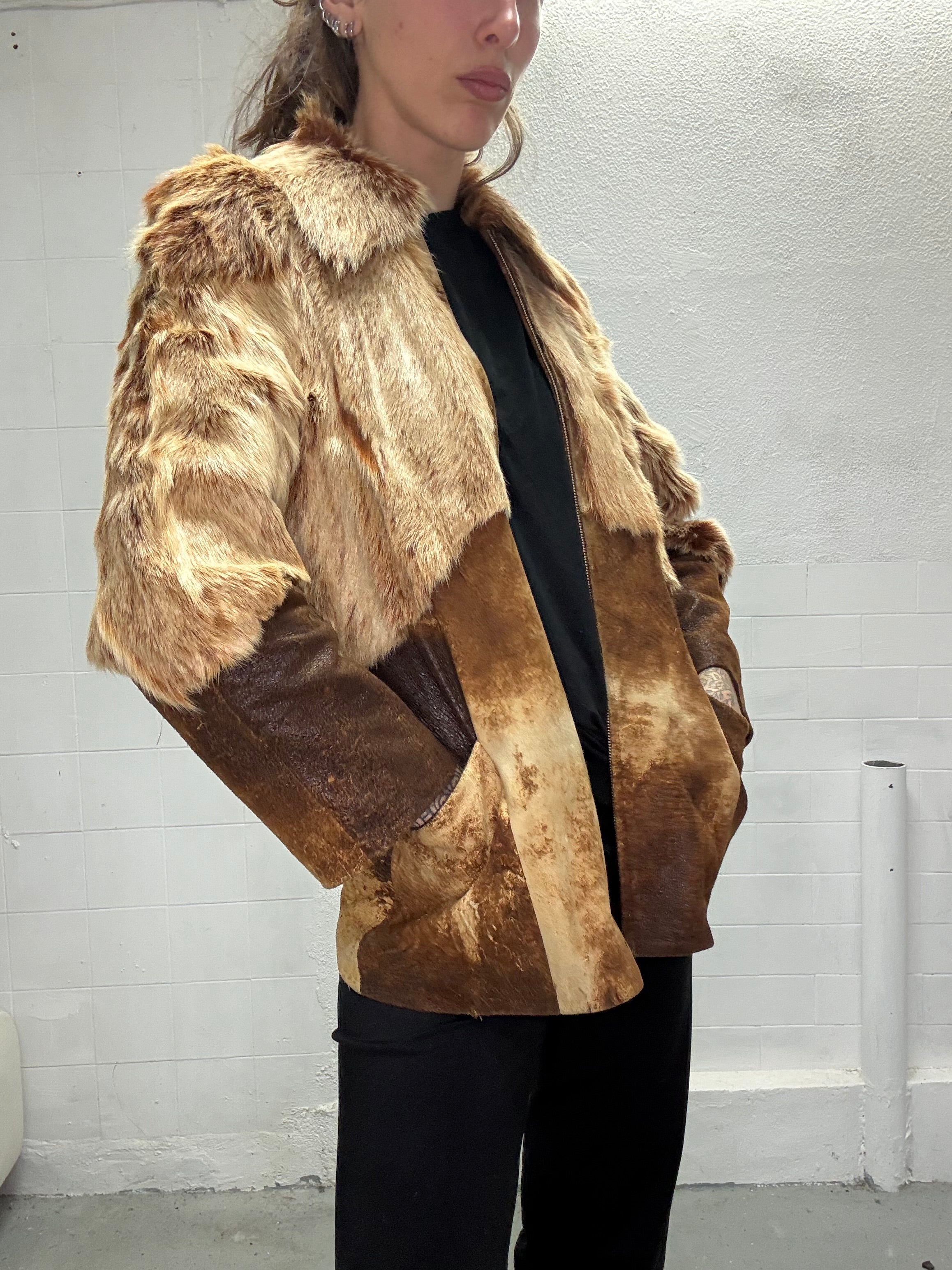 073 REAL FUR CAMEL JACKET