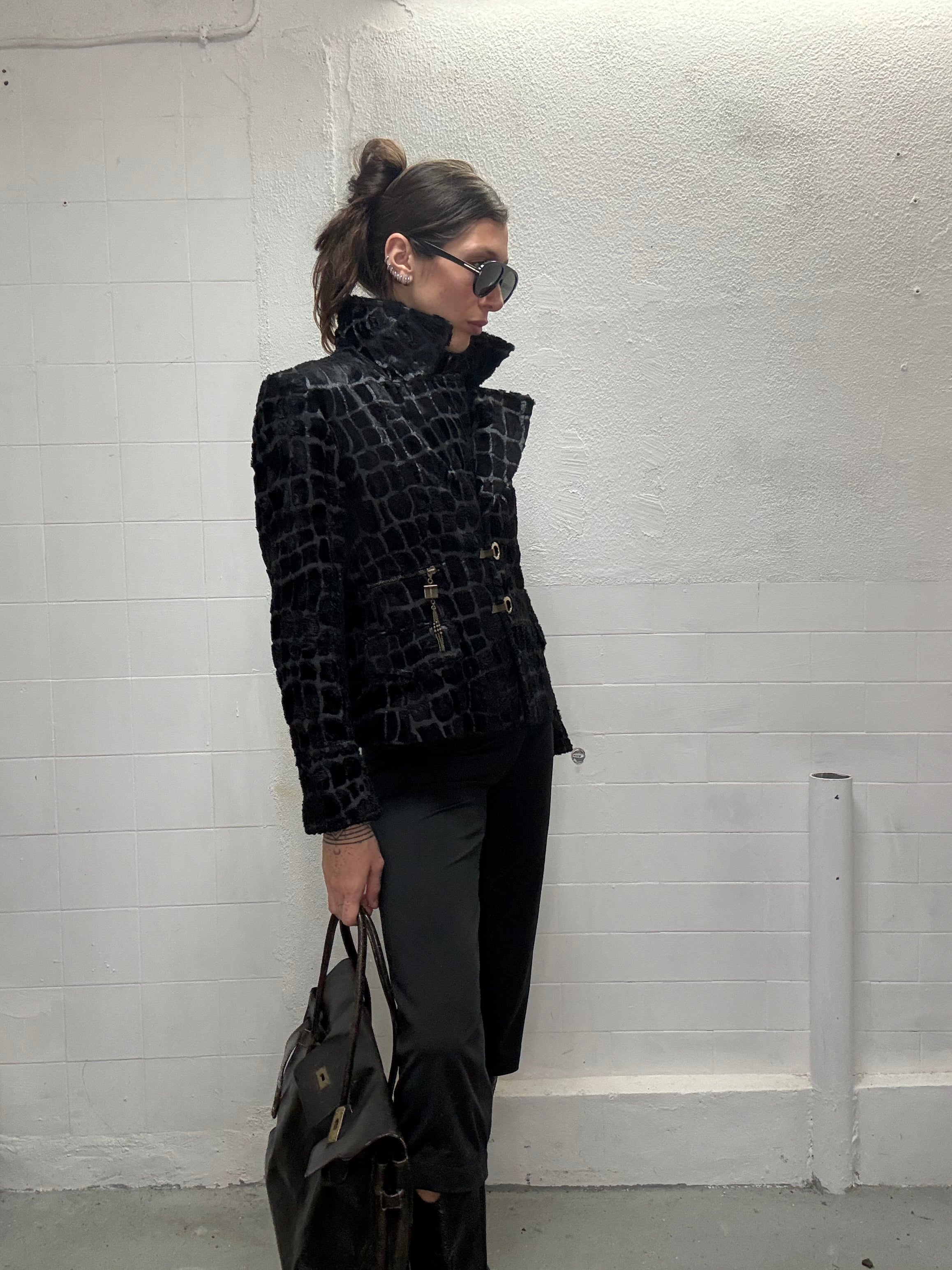 070 CROC BLACK METAL BLAZER