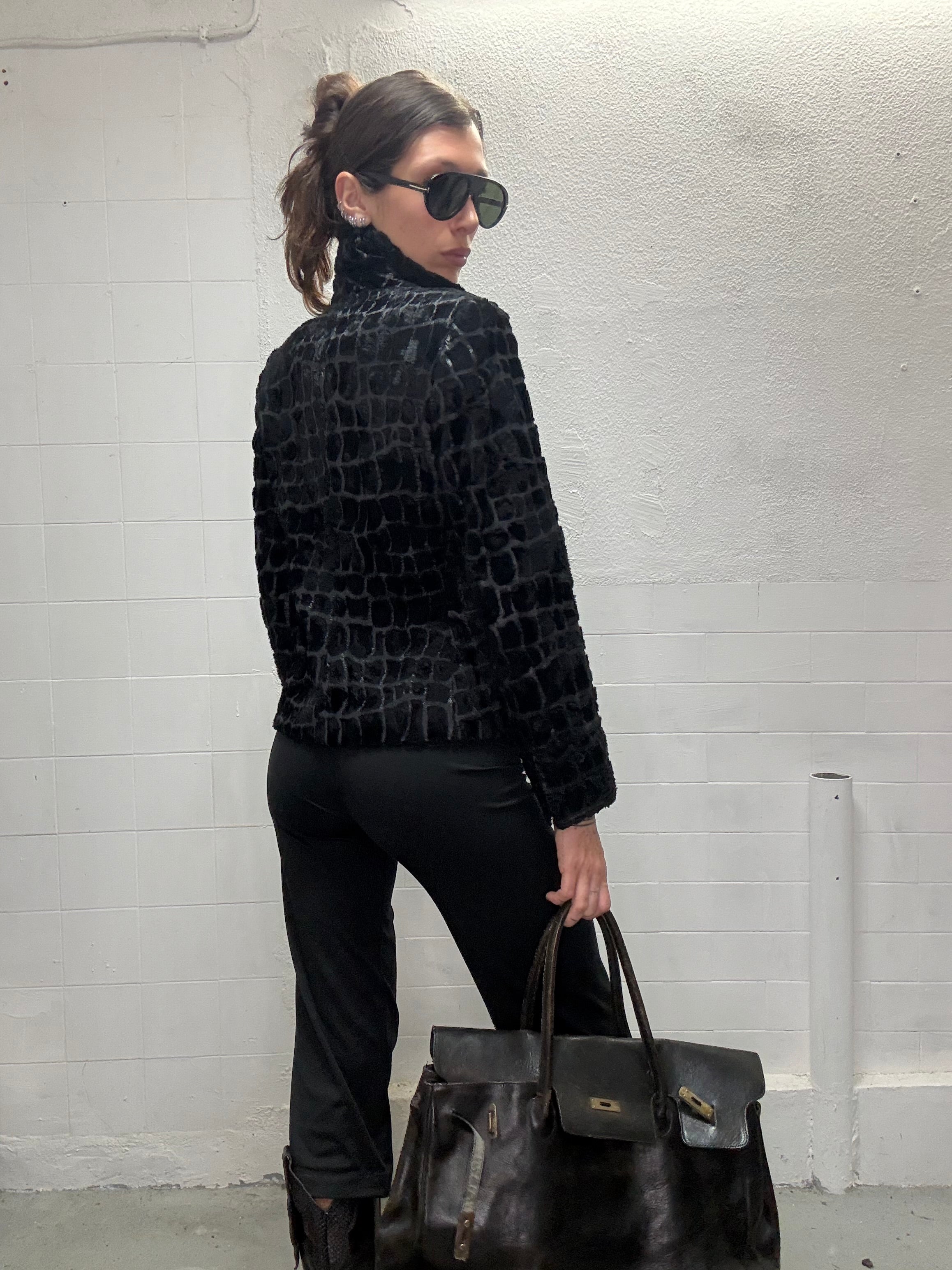 070 CROC BLACK METAL BLAZER