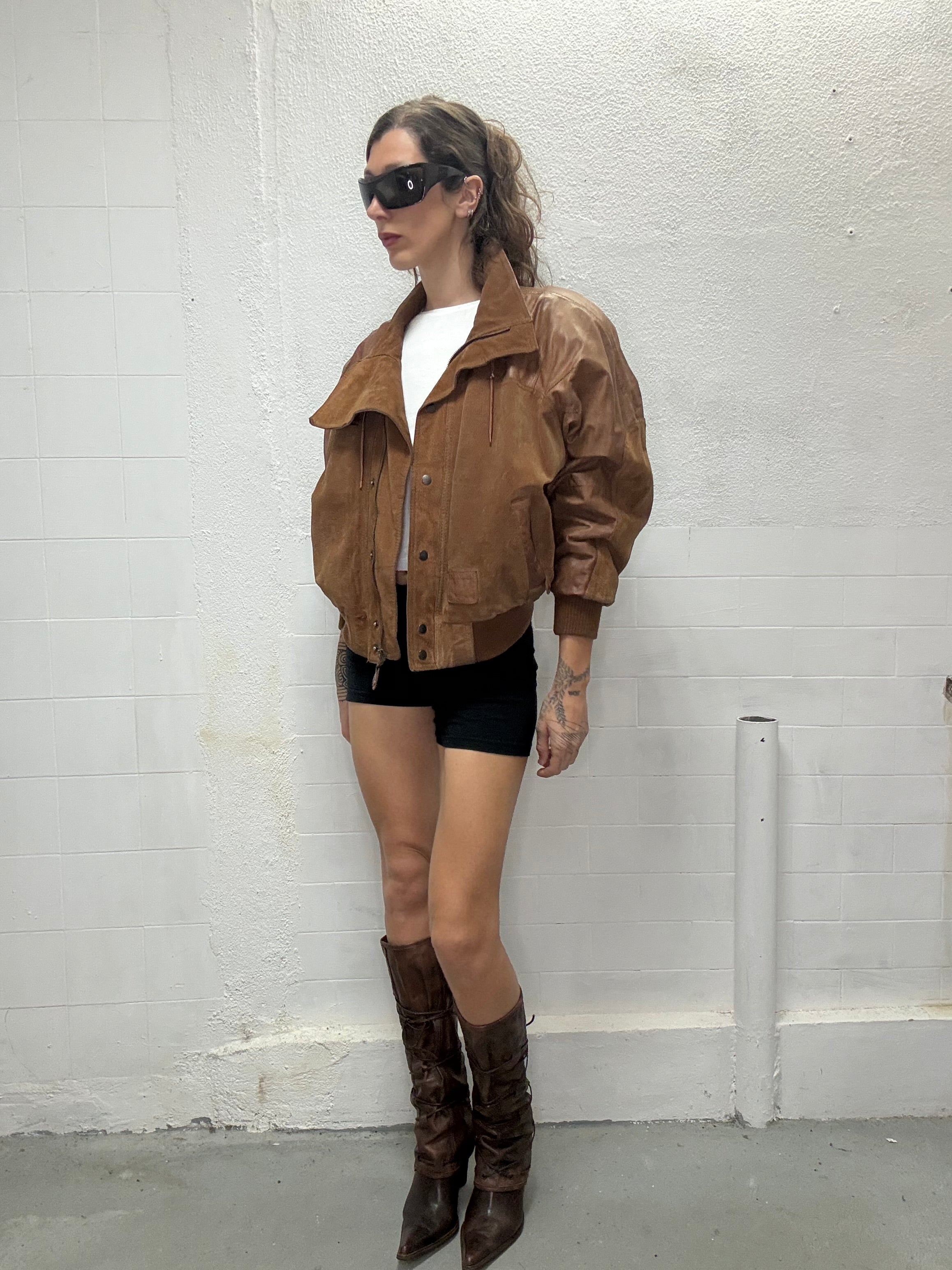 0102 HIGH NECK REAL LEATHER JACKET