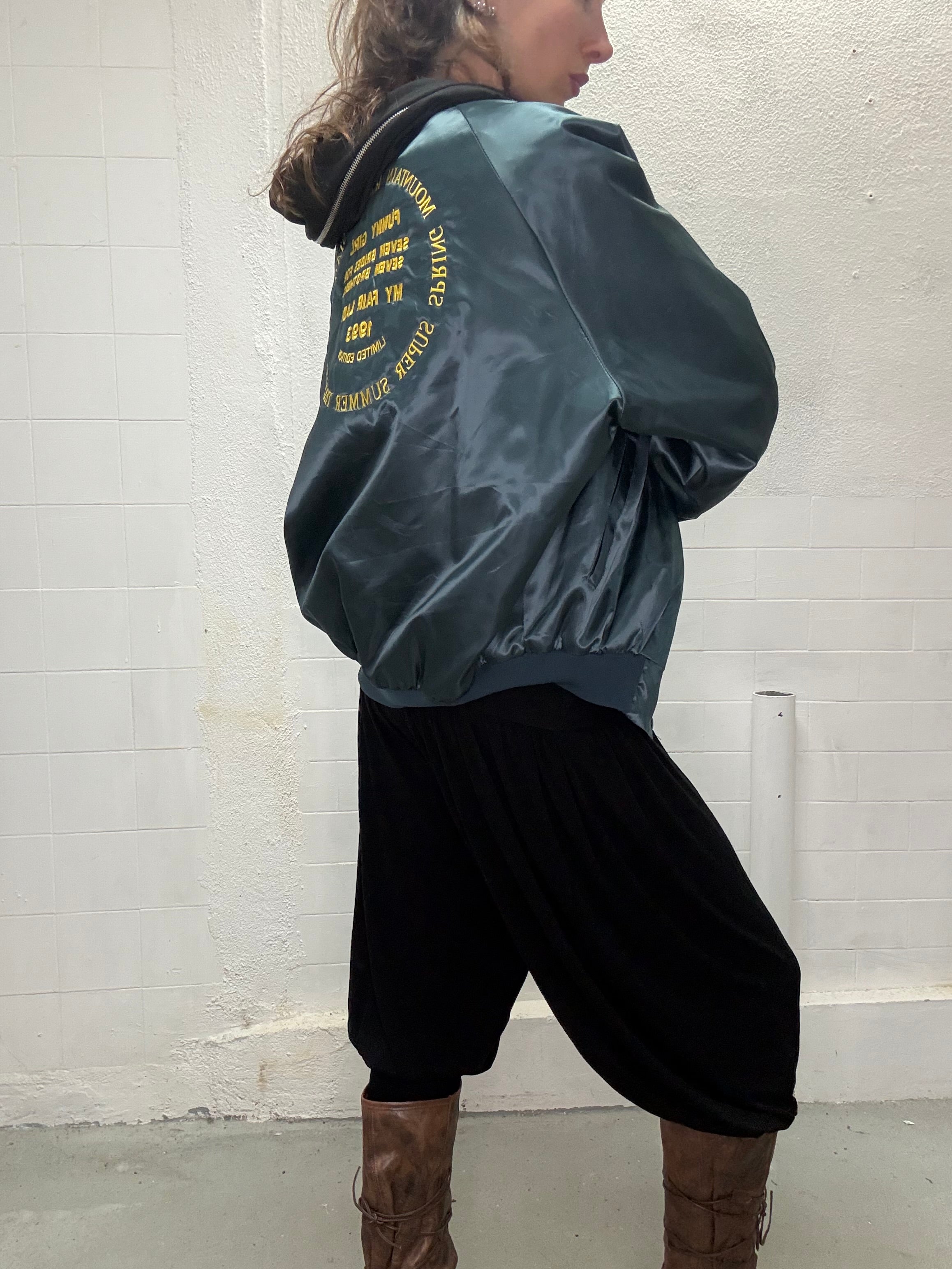 079 VINTAGE SATIN PETROL BLUE BOMBER