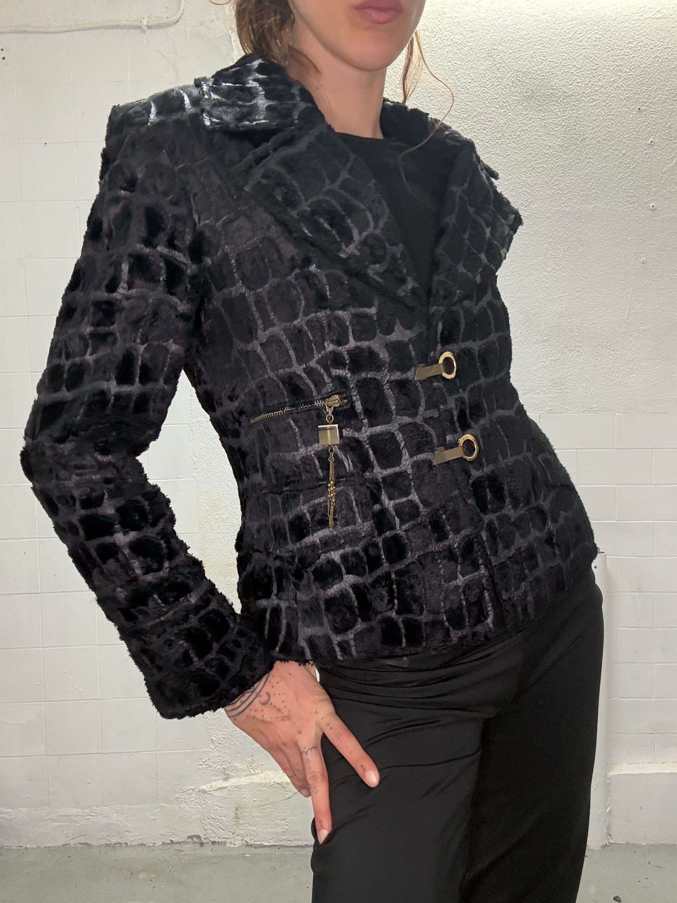 070 CROC BLACK METAL BLAZER