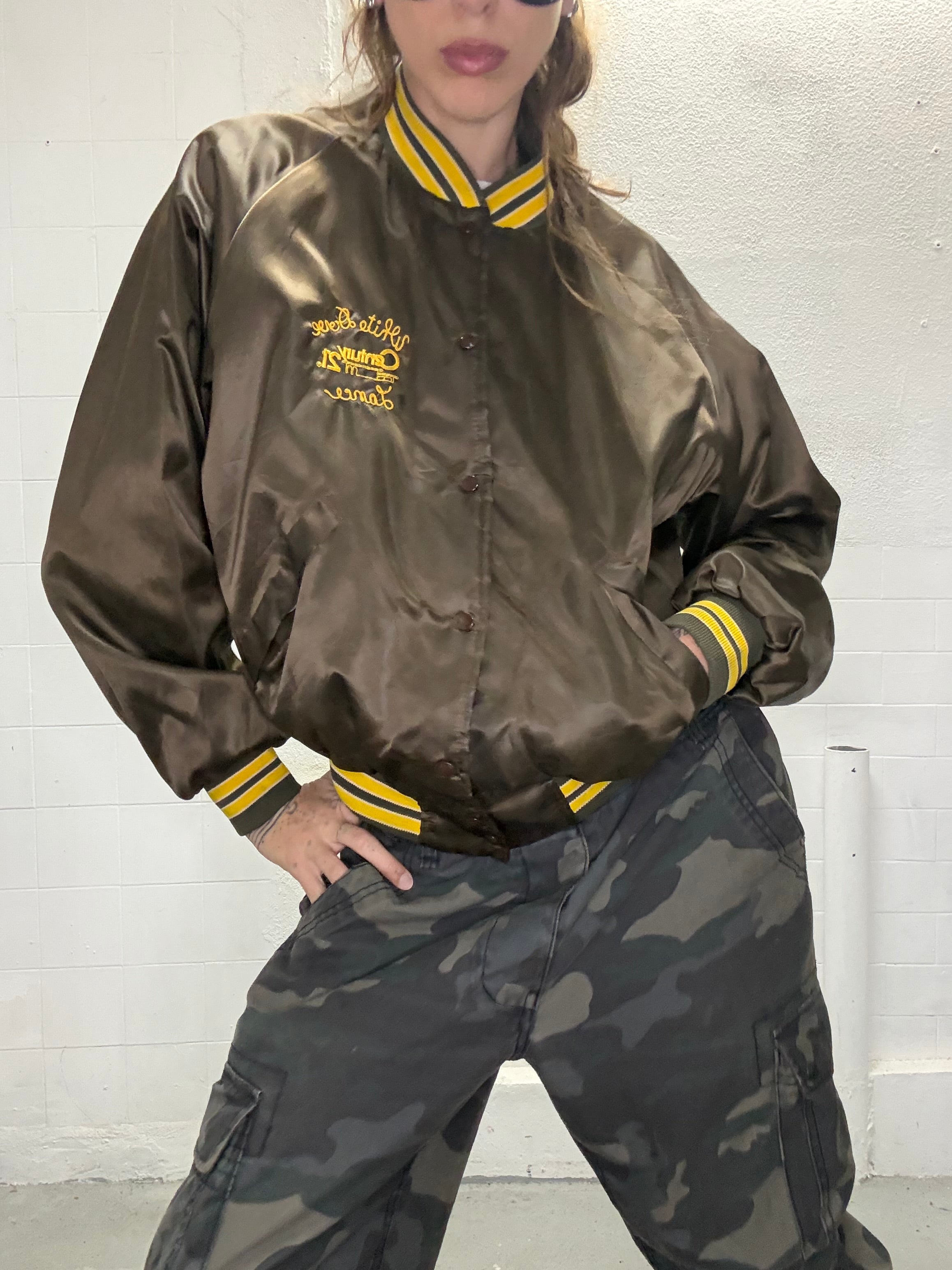 091 VINTAGE SATIN BROWN BOMBER