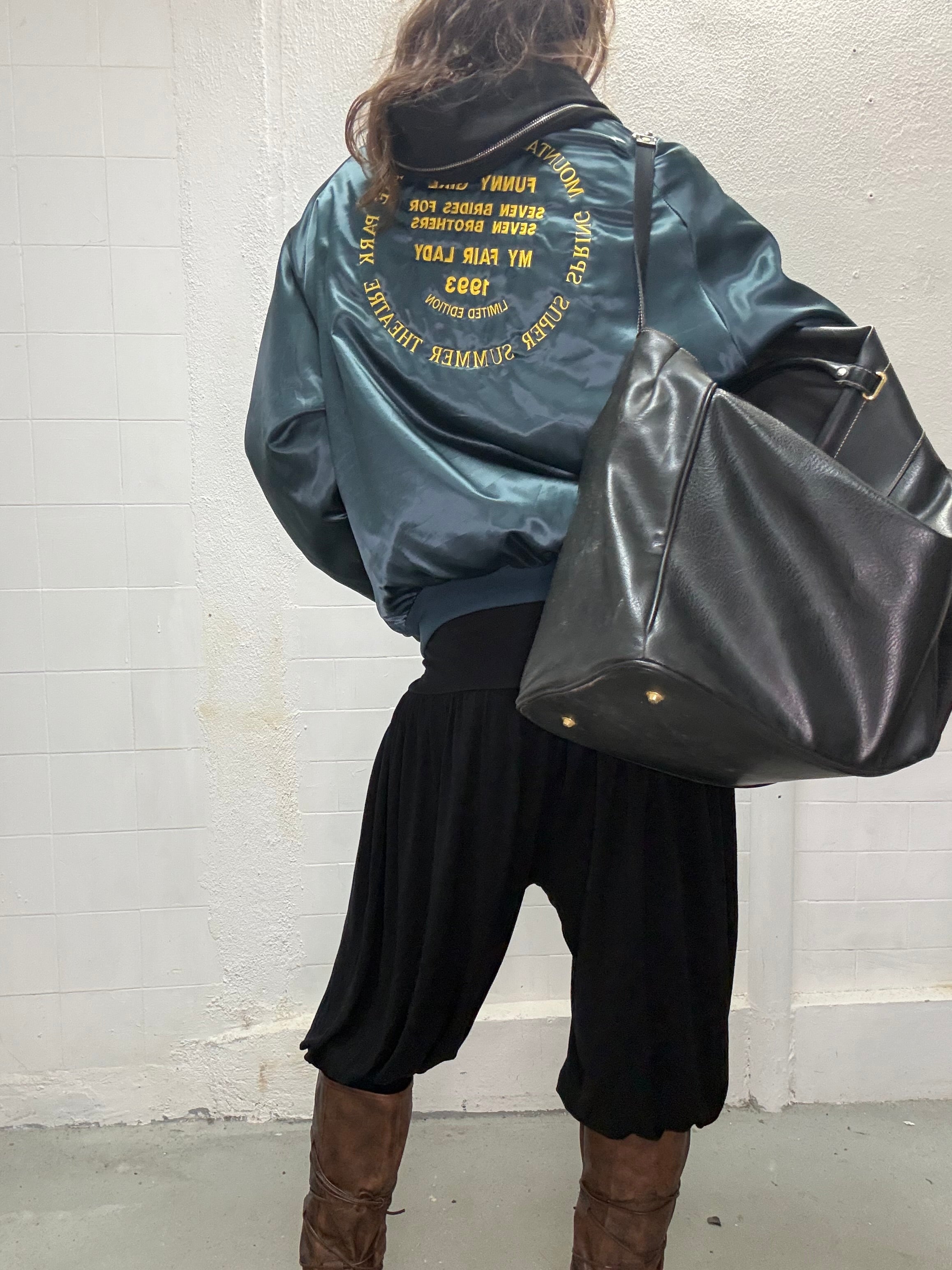079 VINTAGE SATIN PETROL BLUE BOMBER