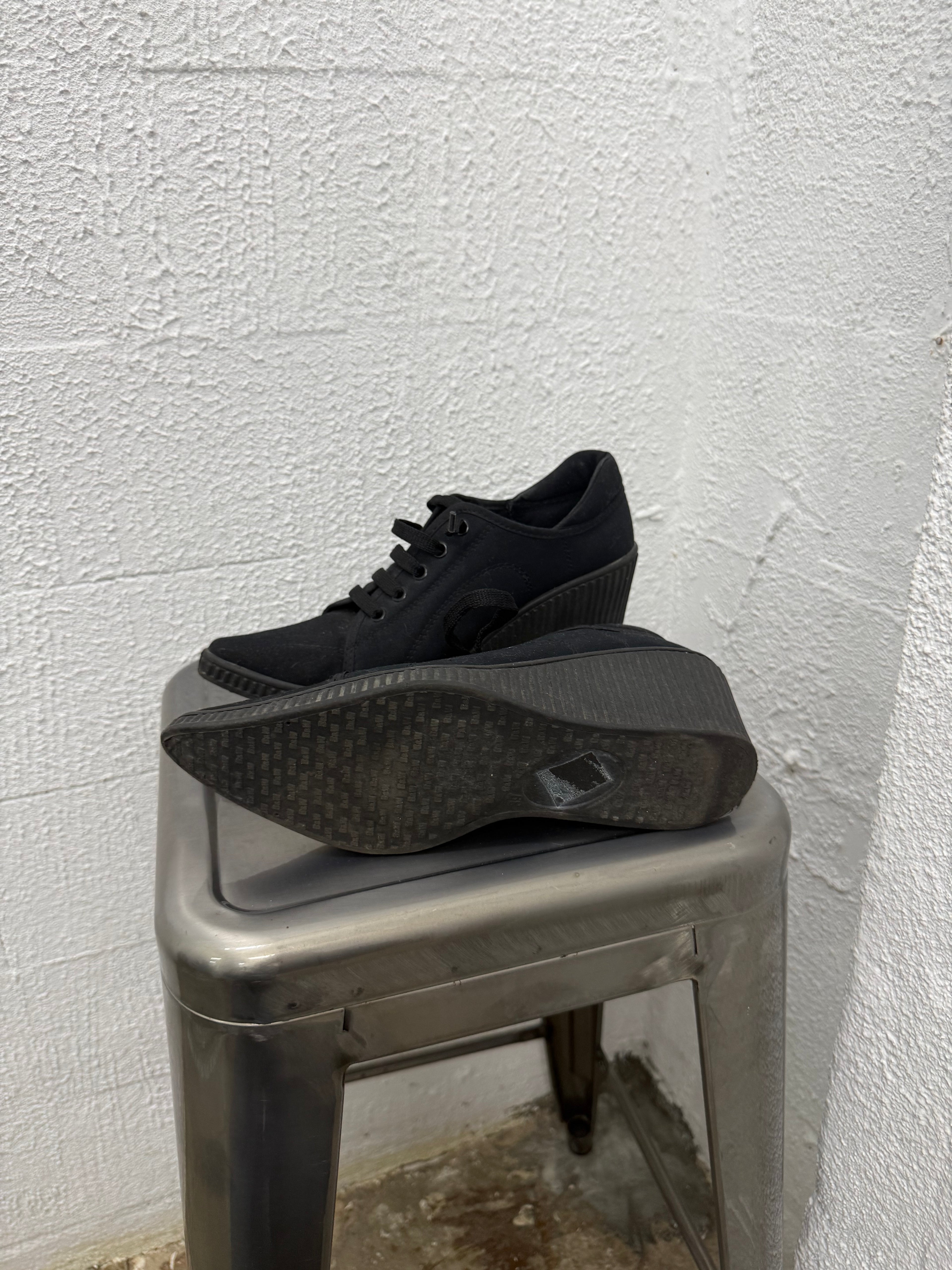 0107 ICONIC B&W WEDGE SNEAKERS