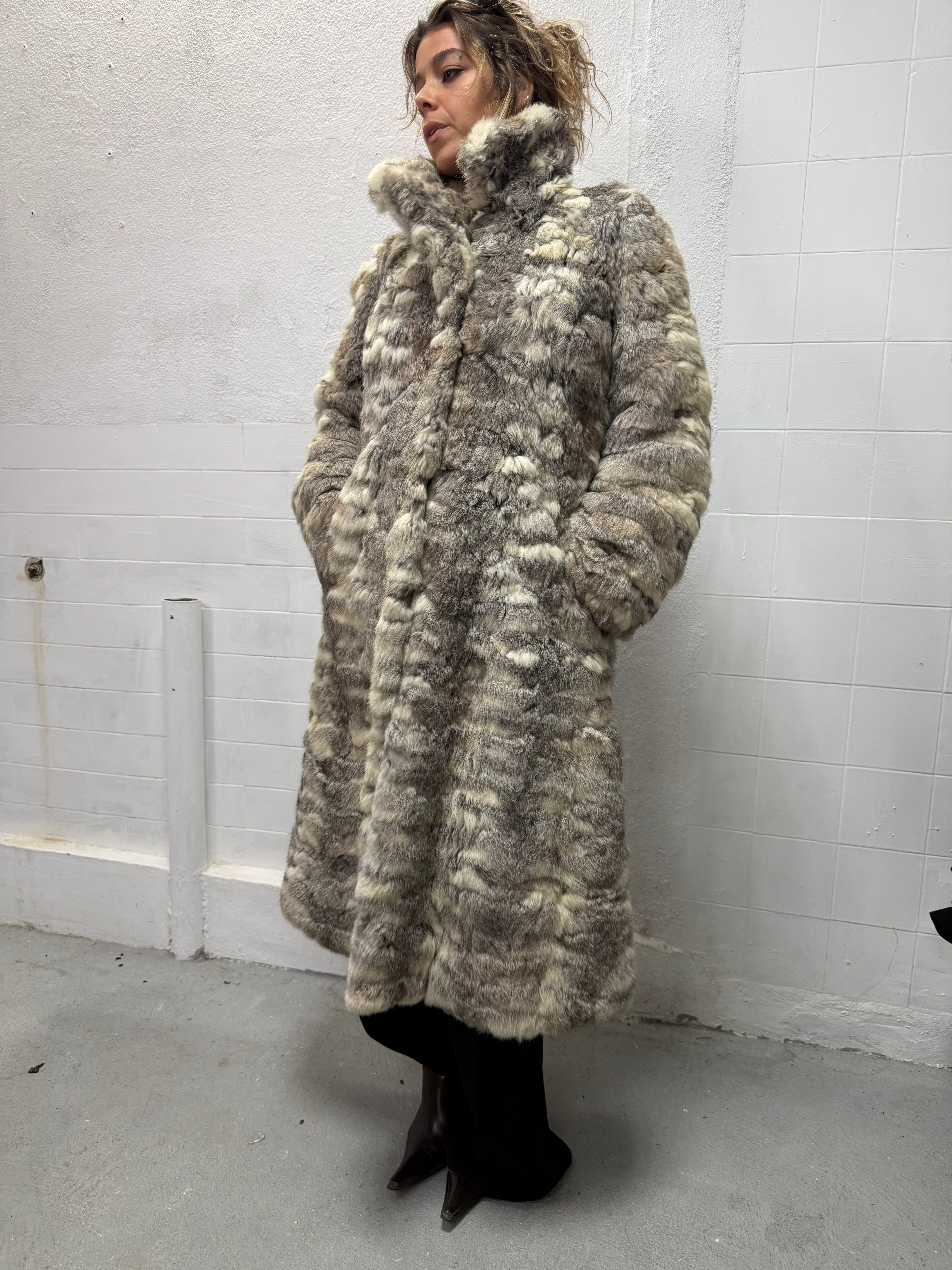 Vintage fur coat with natural color variations