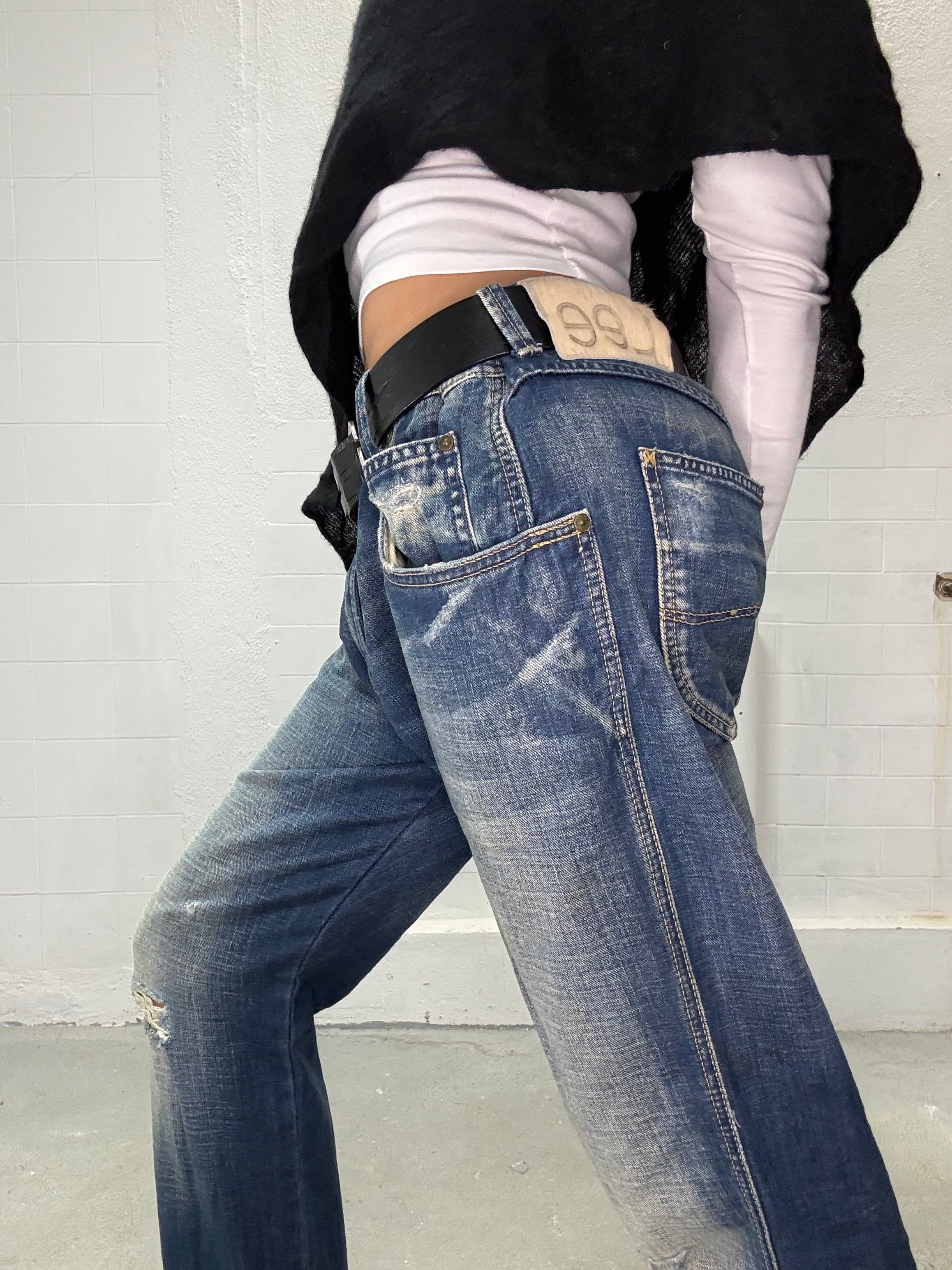Vintage Lee denim jeans with worn finish
