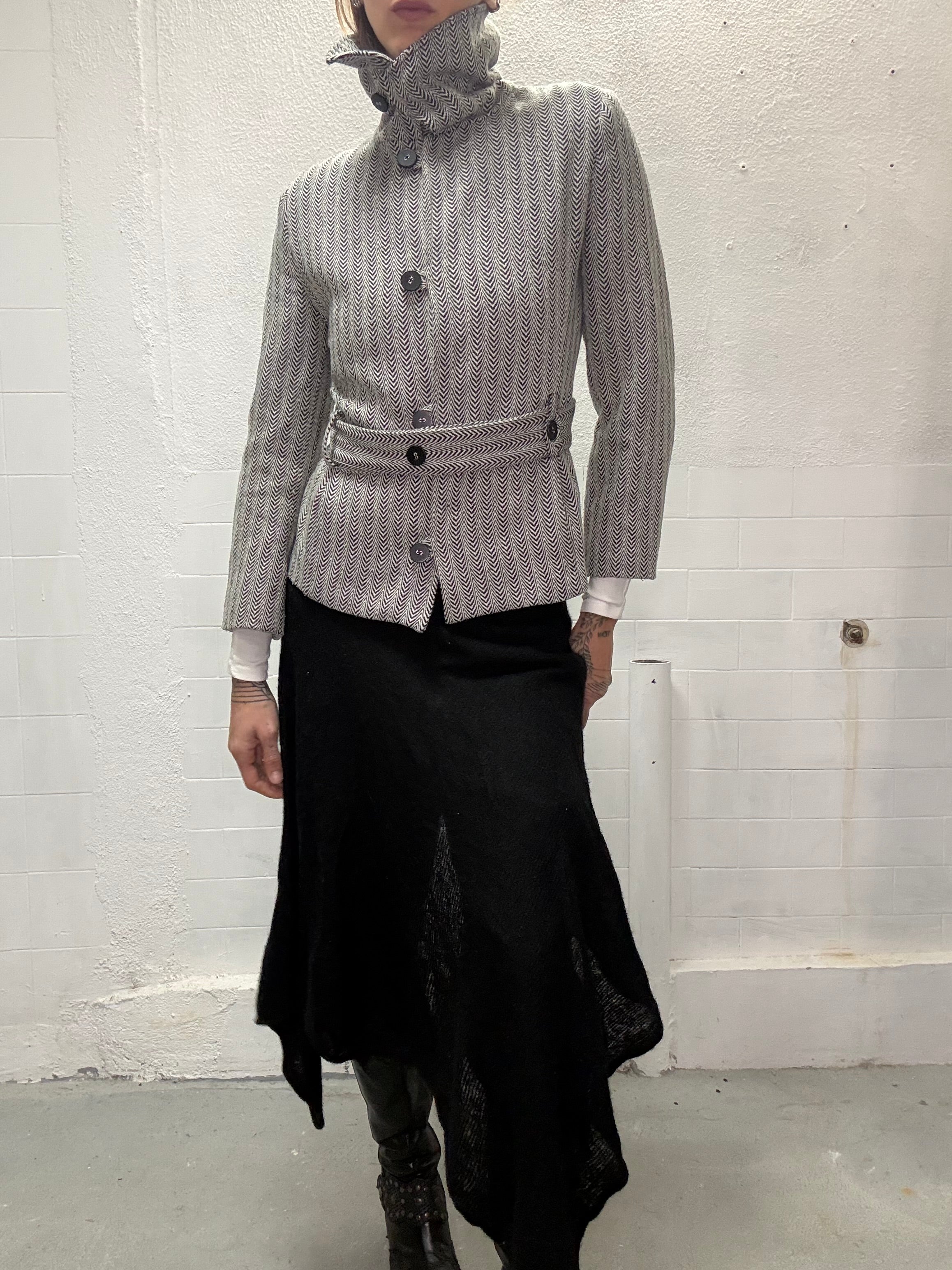 Vintage grey wool jacket editorial styling
