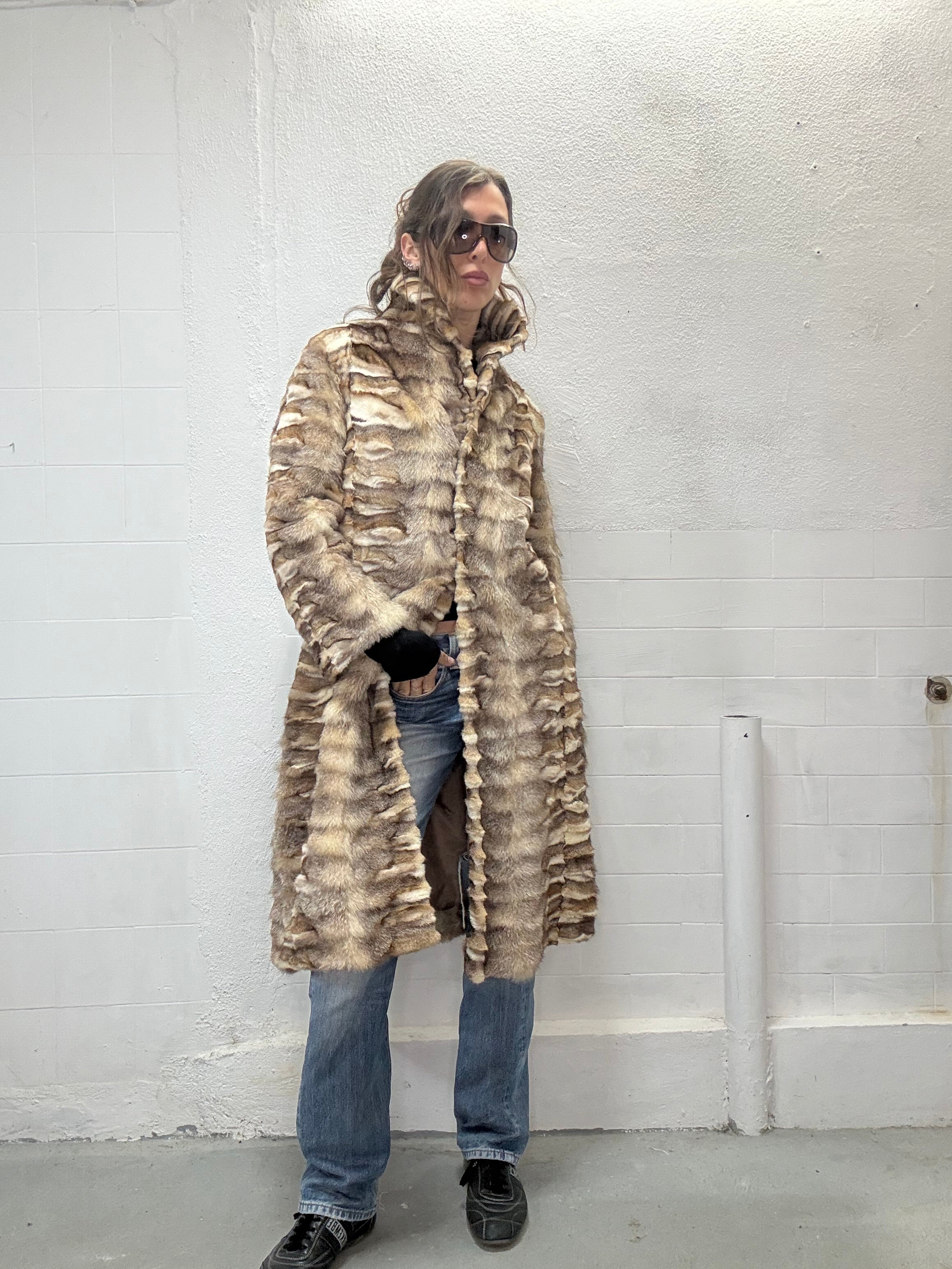 Oversized real fur coat EU M L