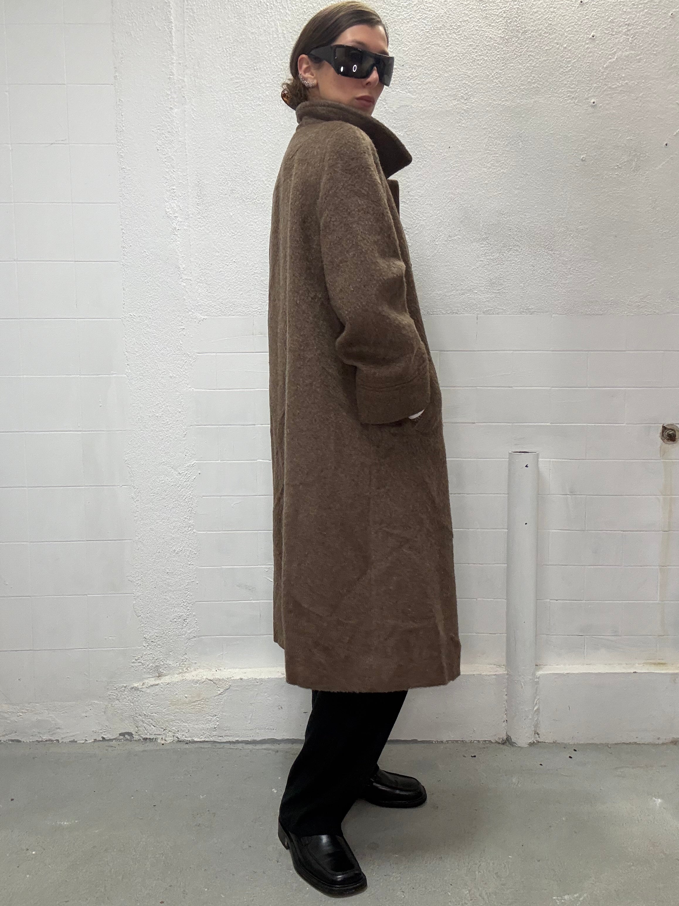 Elegant long wool coat vintage outerwear