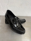 Saint Laurent black patent leather penny loafers