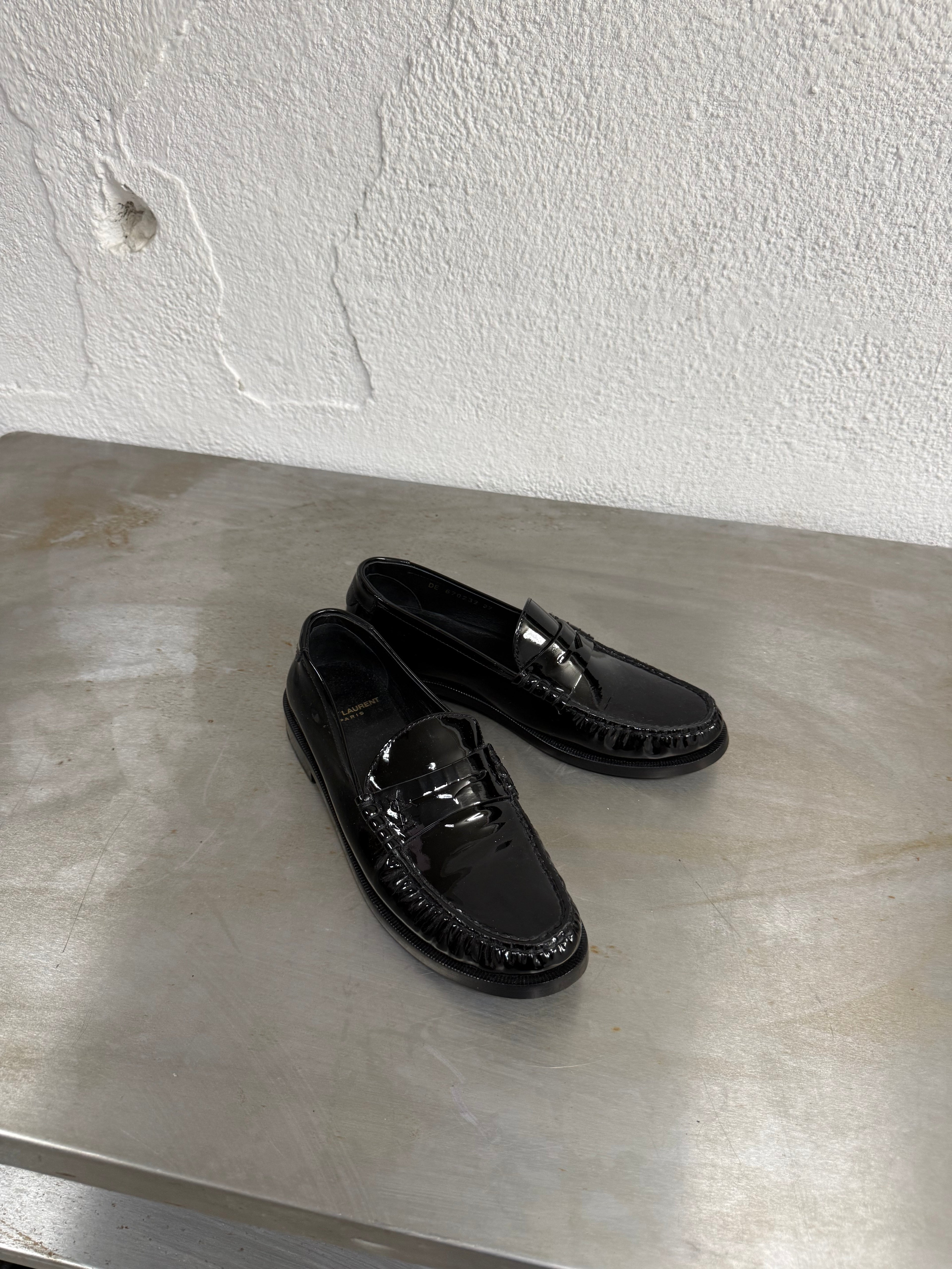 Saint Laurent loafers stacked display view