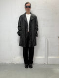 Vintage medium long black leather trench coat