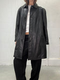 Vintage medium long black leather coat